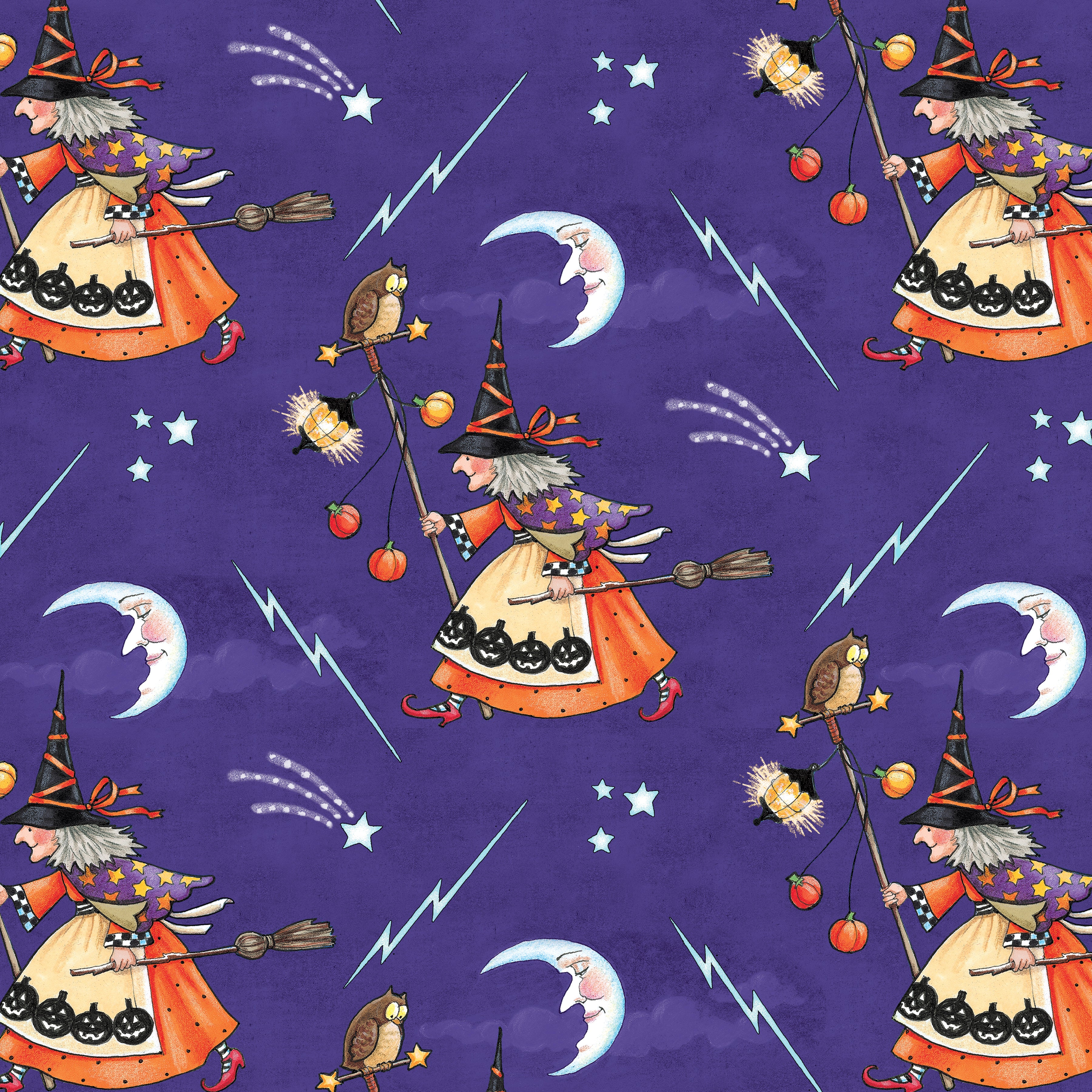 Moonlit Mischief | Witch's Nightly Walk - Purple by Mary Engelbreit for FreeSpirit | PWMY052.PURPLE