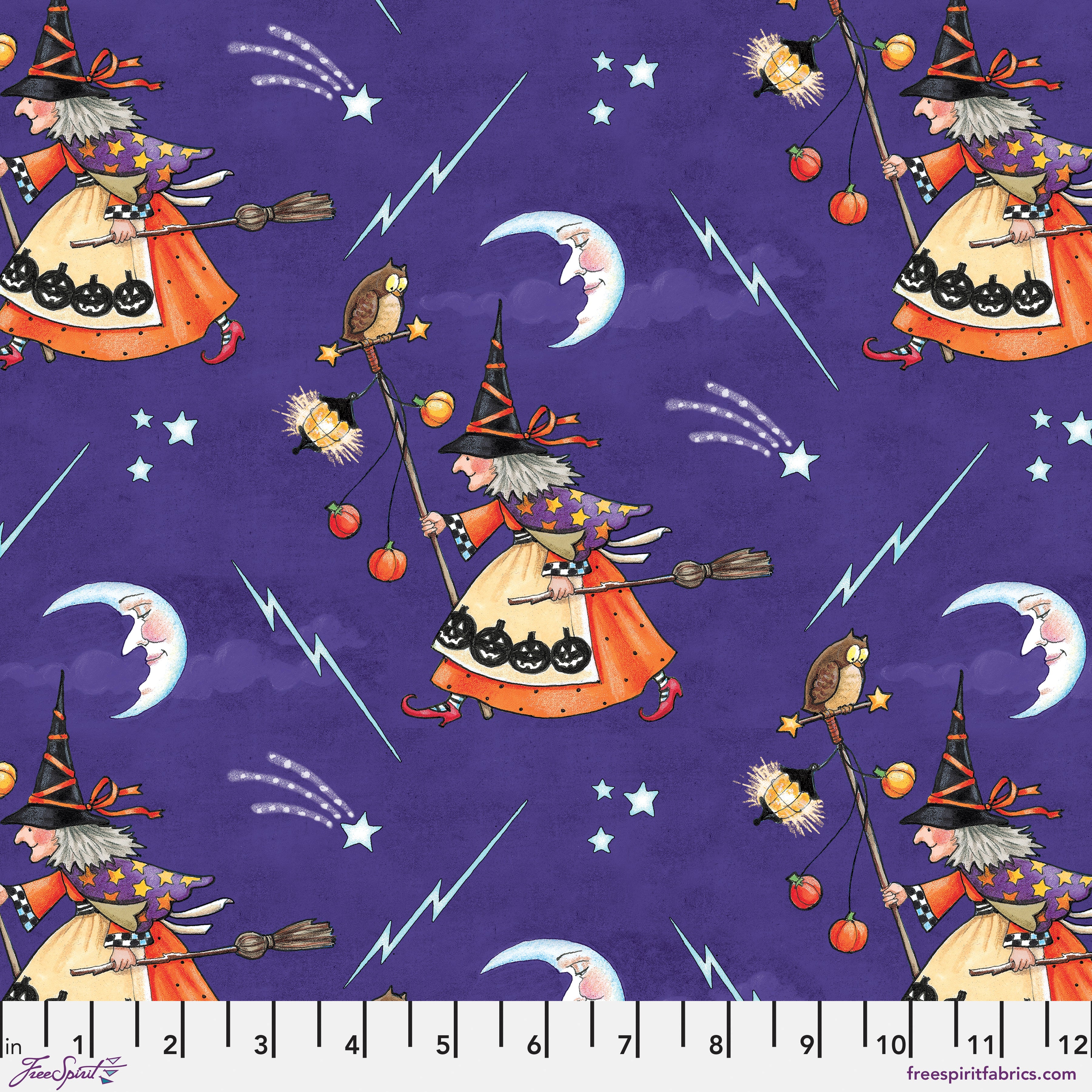 Moonlit Mischief | Witch's Nightly Walk - Purple by Mary Engelbreit for FreeSpirit | PWMY052.PURPLE