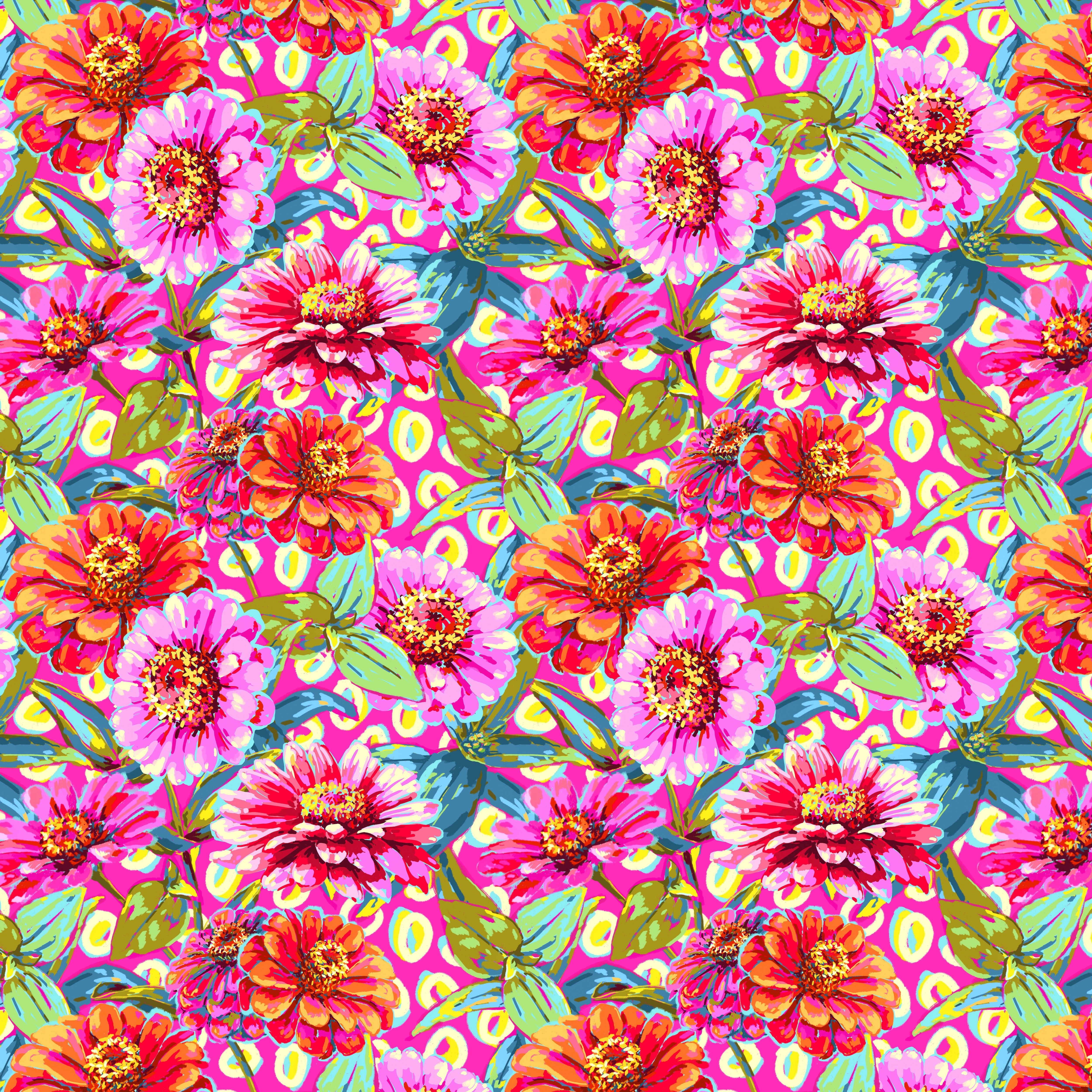 Festival | Zinnias - Pink by Odile Bailloeul for FreeSpirit | PWOB120.PINK