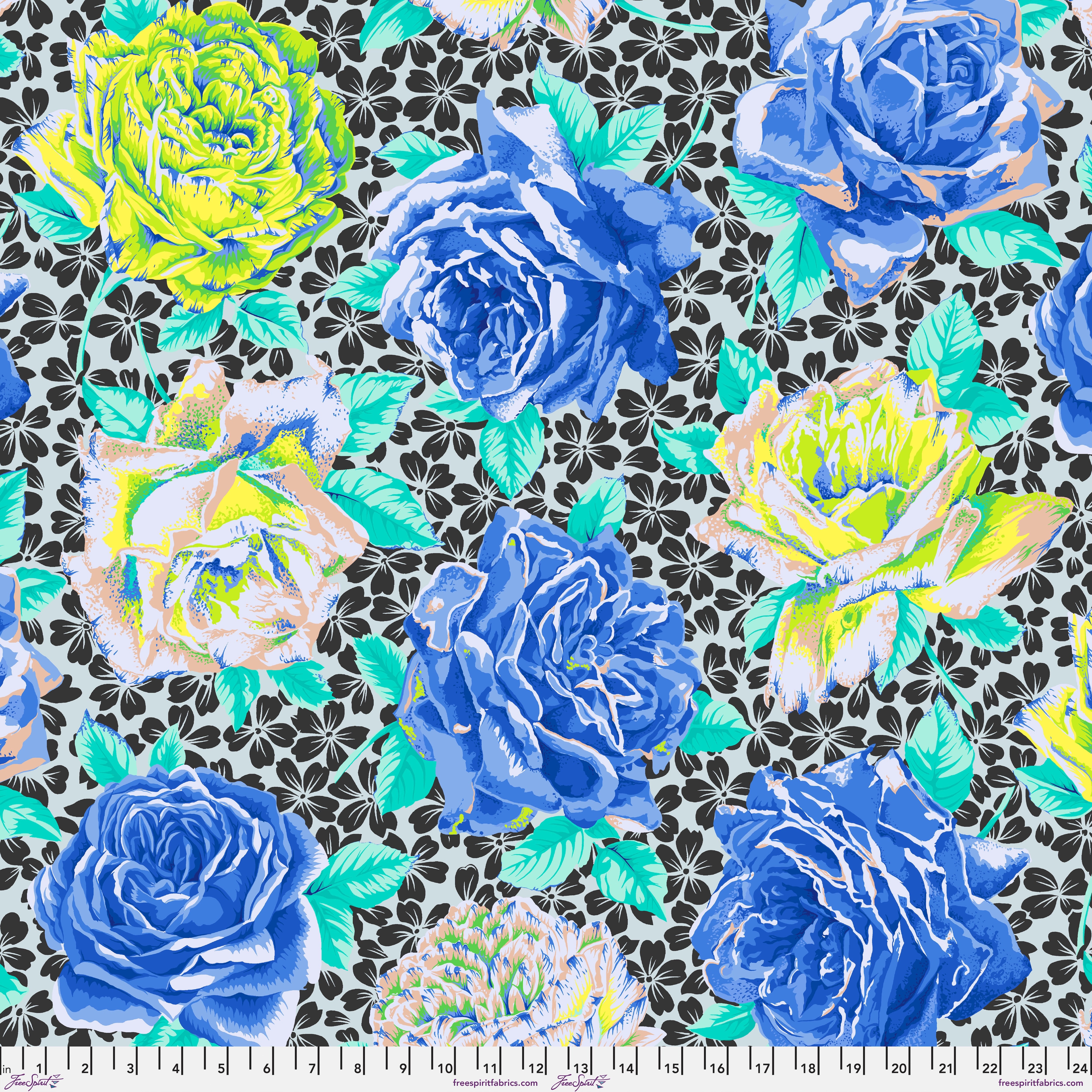 February 2026 | Rose Bloom - Blue by Kaffe Fassett Collective for FreeSpirit | PWPJ077.BLUE