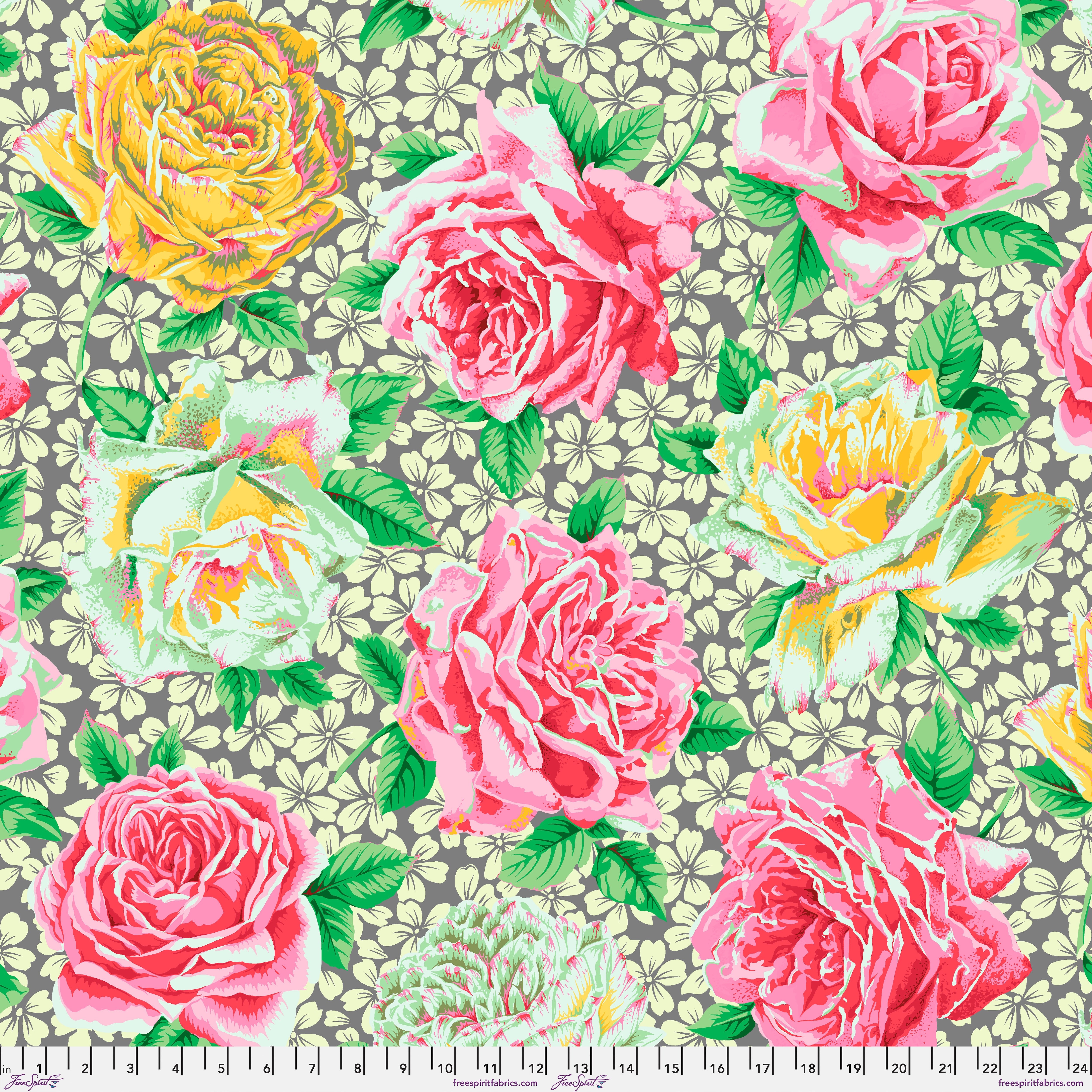 February 2026 | Rose Bloom - Grey by Kaffe Fassett Collective for FreeSpirit | PWPJ077.GREY