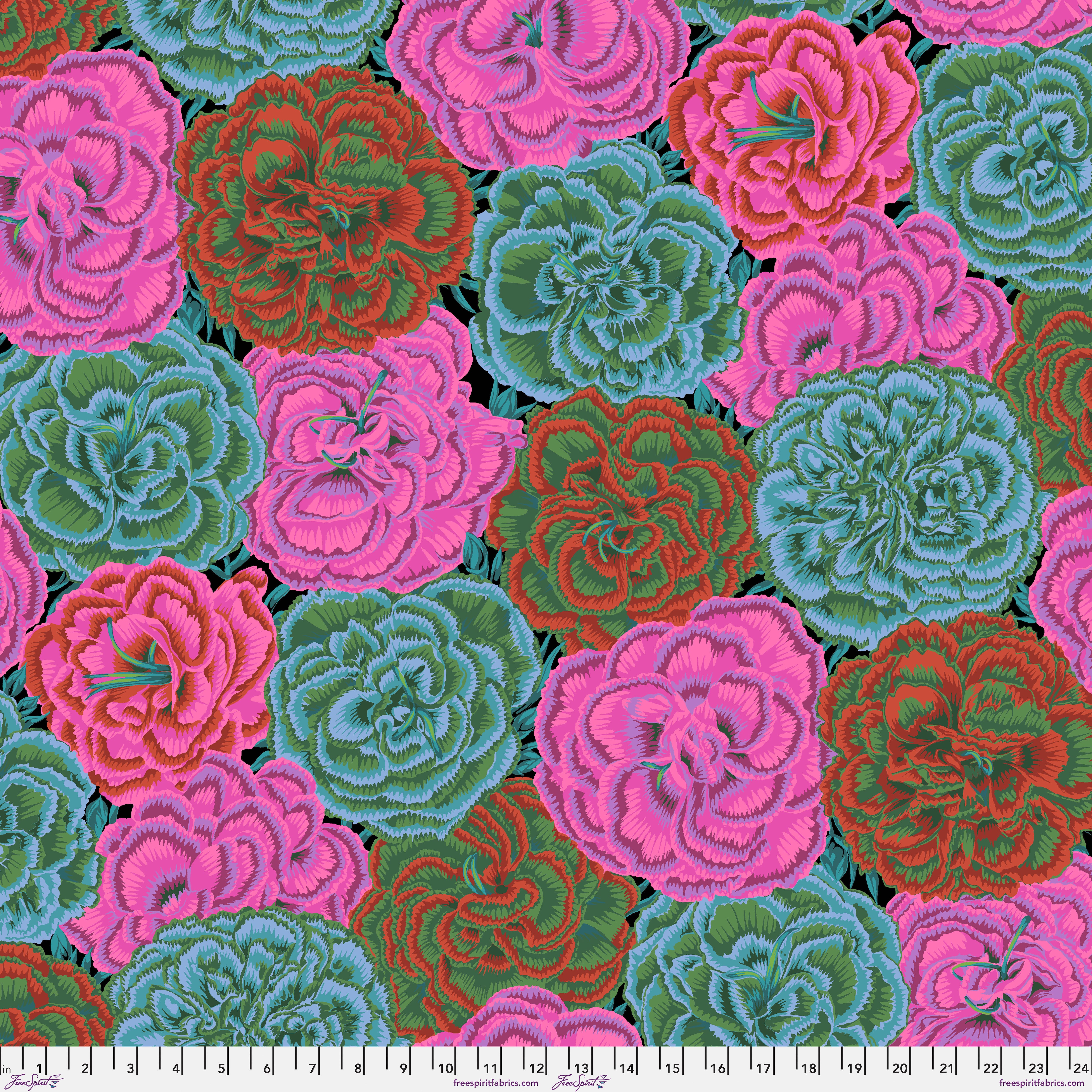 August 2025 | Picotee Carnations - Dark by Kaffe Fassett Collective for FreeSpirit | PWPJ133.DARK