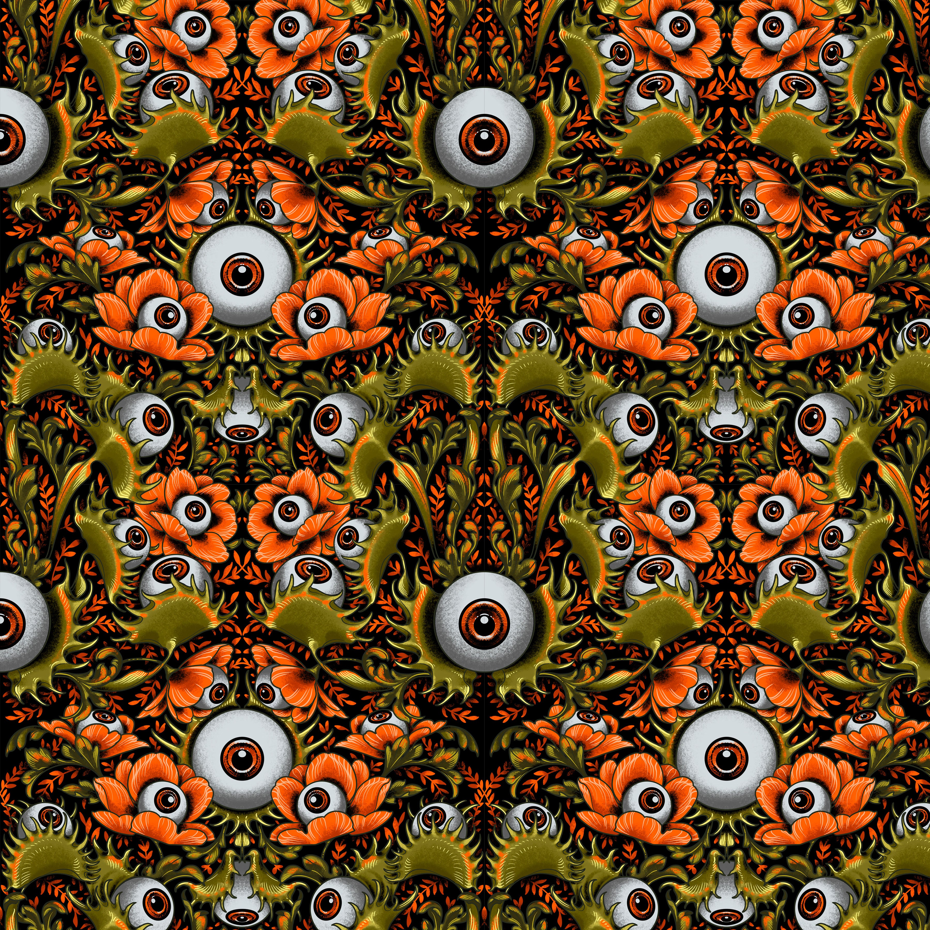 Costumes & Cobwebs | Venus Eye Trap - Orange by Rachel Hauer for FreeSpirit | PWRH127.ORANGE