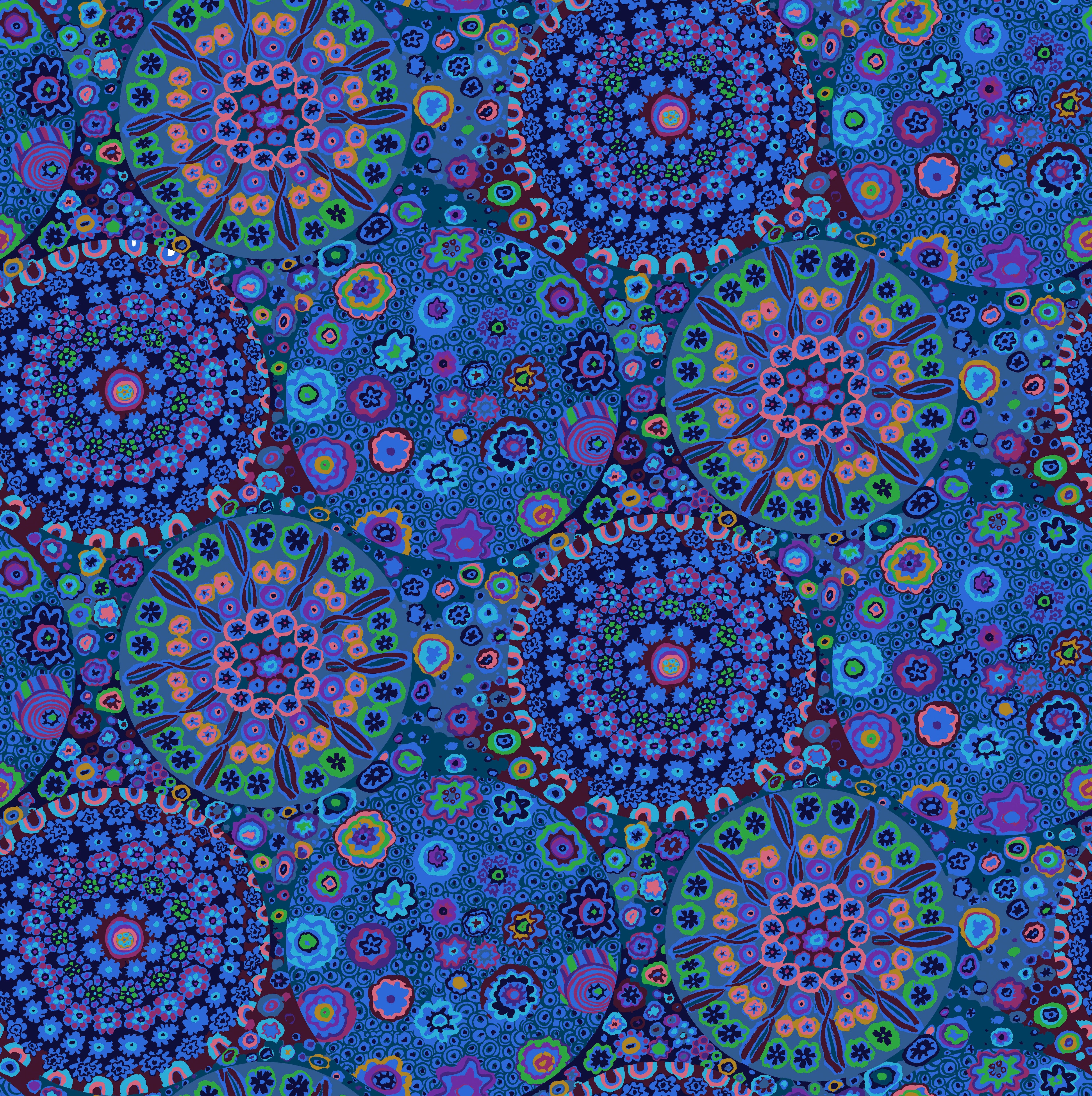 Millefiore - Blue | 108" Backing Fabric by Kaffe Fassett Collective for FreeSpirit | QBGP006.BLUE