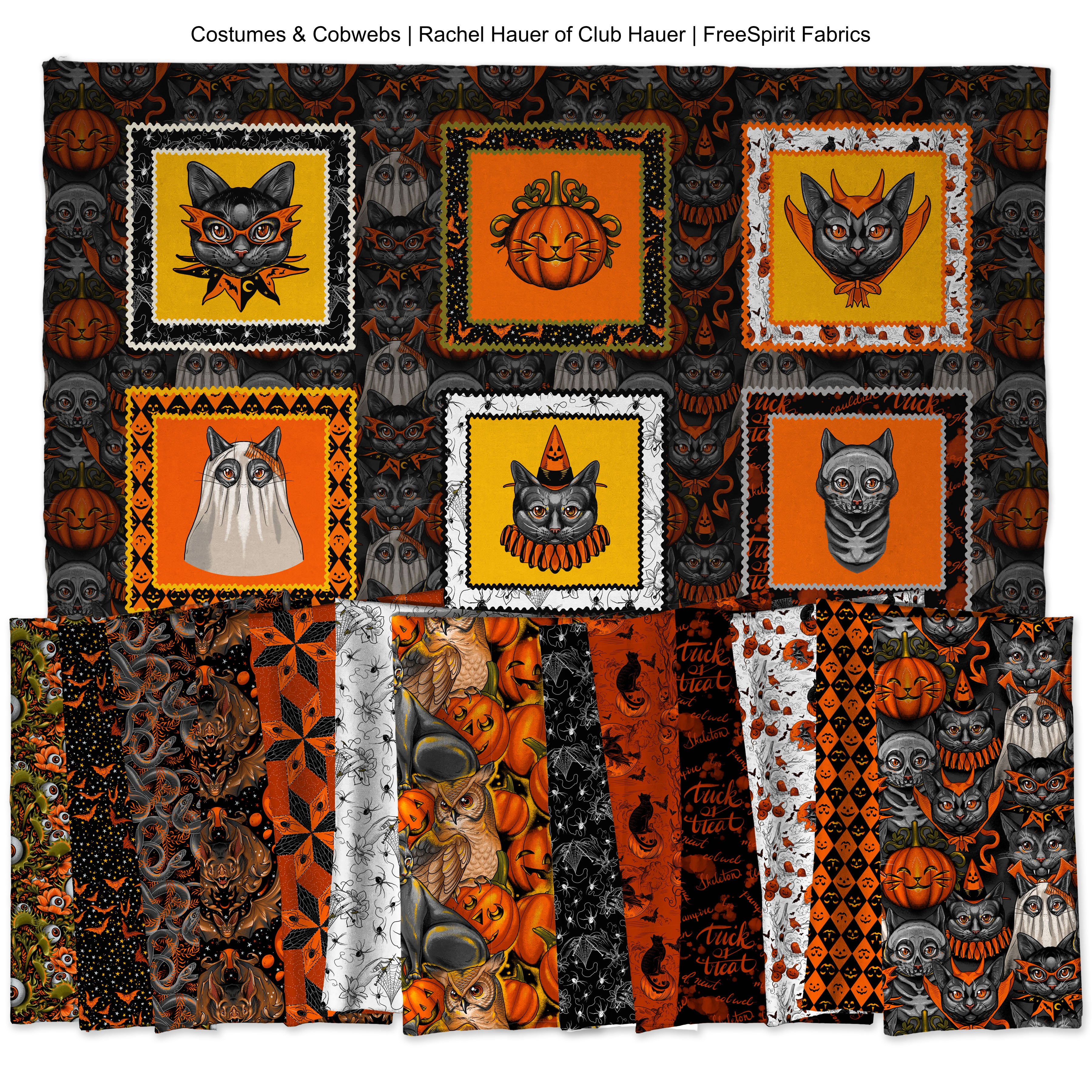 Costumes & Cobwebs | Haunted Toile - Orange by Rachel Hauer for FreeSpirit | PWRH125.ORANGE