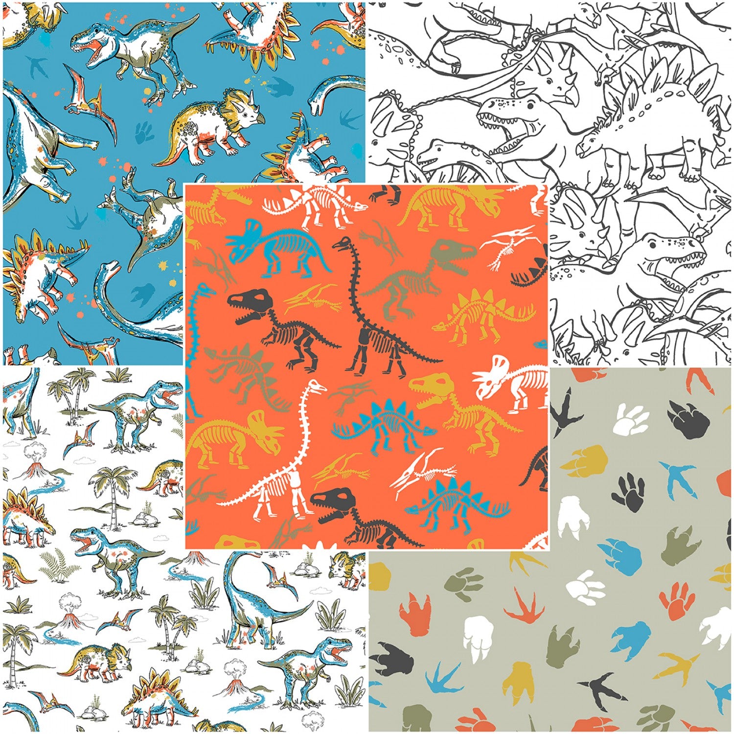 Totally Roarsome Flannel | Skeleton Scatter Orange by Josh Rey for 3 Wishes | 21670-ORG