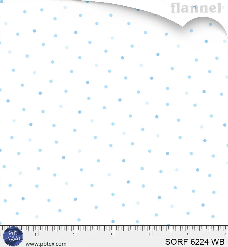 Sorbet Flannel | Tossed Tonal Blue Dots by P&B Textiles | SORF6224-WB
