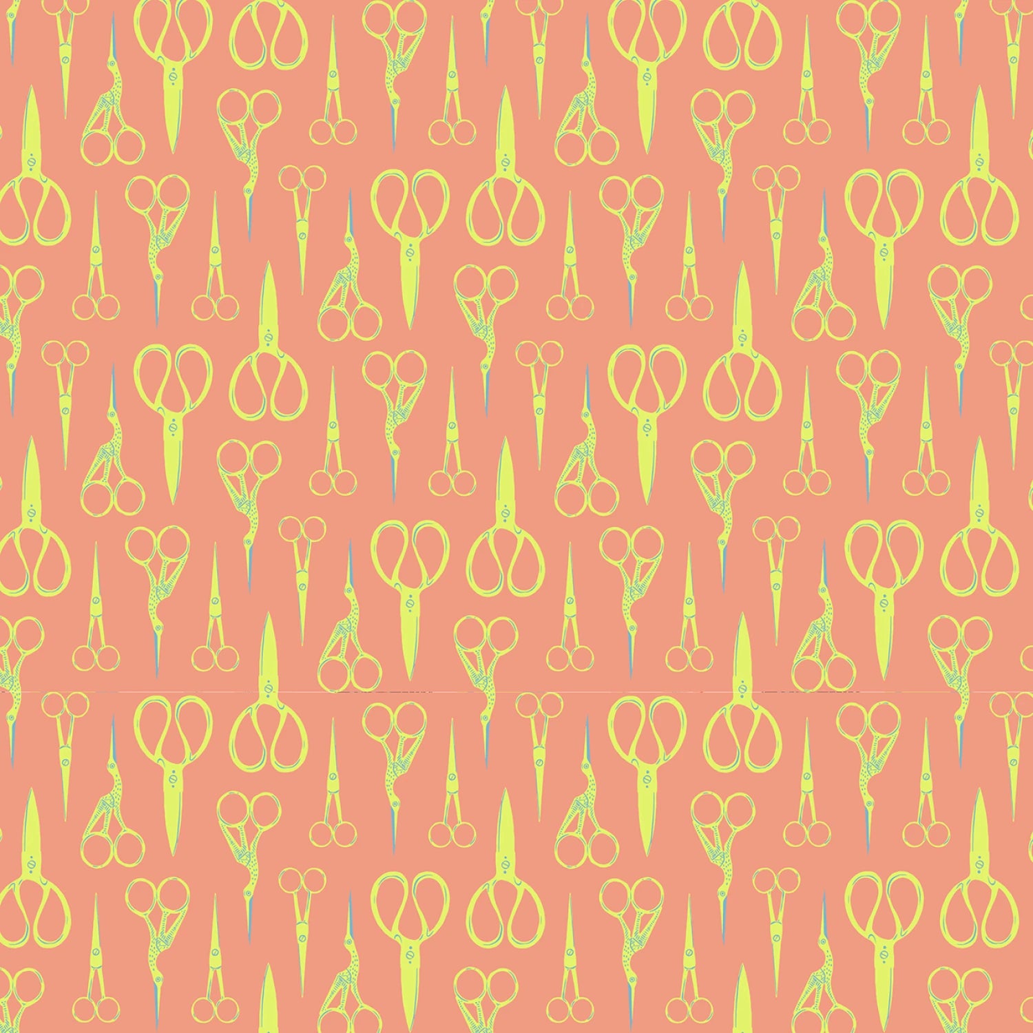 Stitch & Glow | Cantaloupe Crane Scissors by Faye Guanipa for Dear Stella | STELLA-DFG3283CANTALOUPE