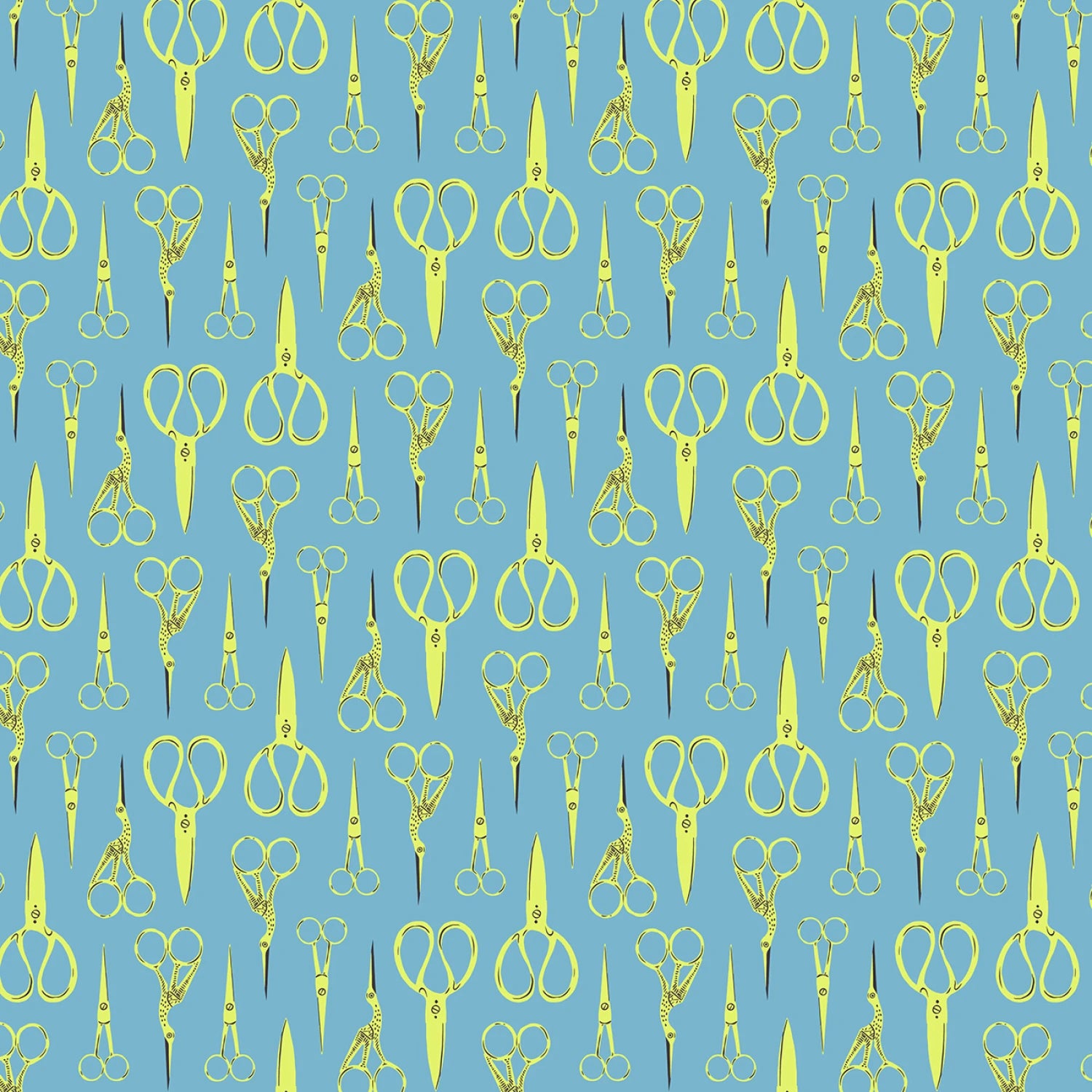 Stitch & Glow | Cyan Crane Scissors by Faye Guanipa for Dear Stella | STELLA-DFG3283CYAN