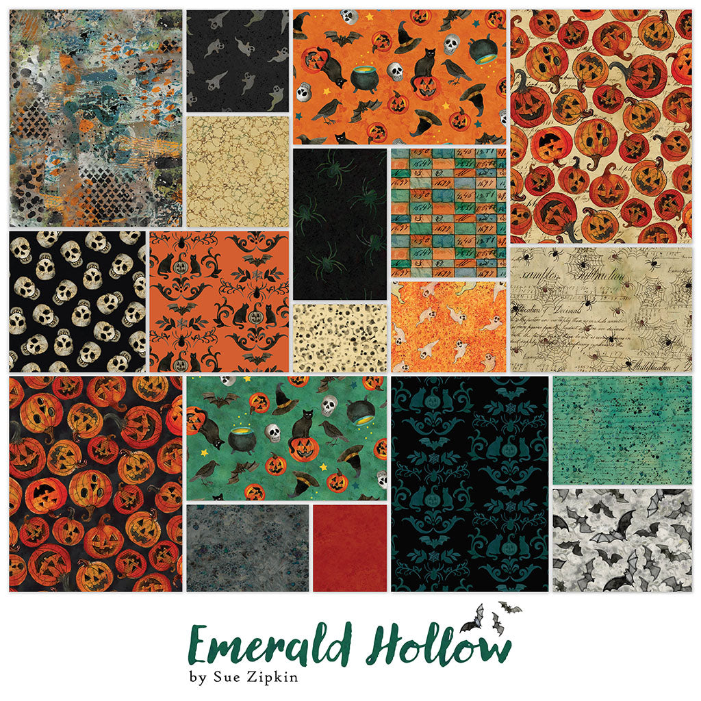 Emerald Hollow | 5" Charm Pack by Sue Zipkin for Clothworks | 42 pcs | 100% Cotton