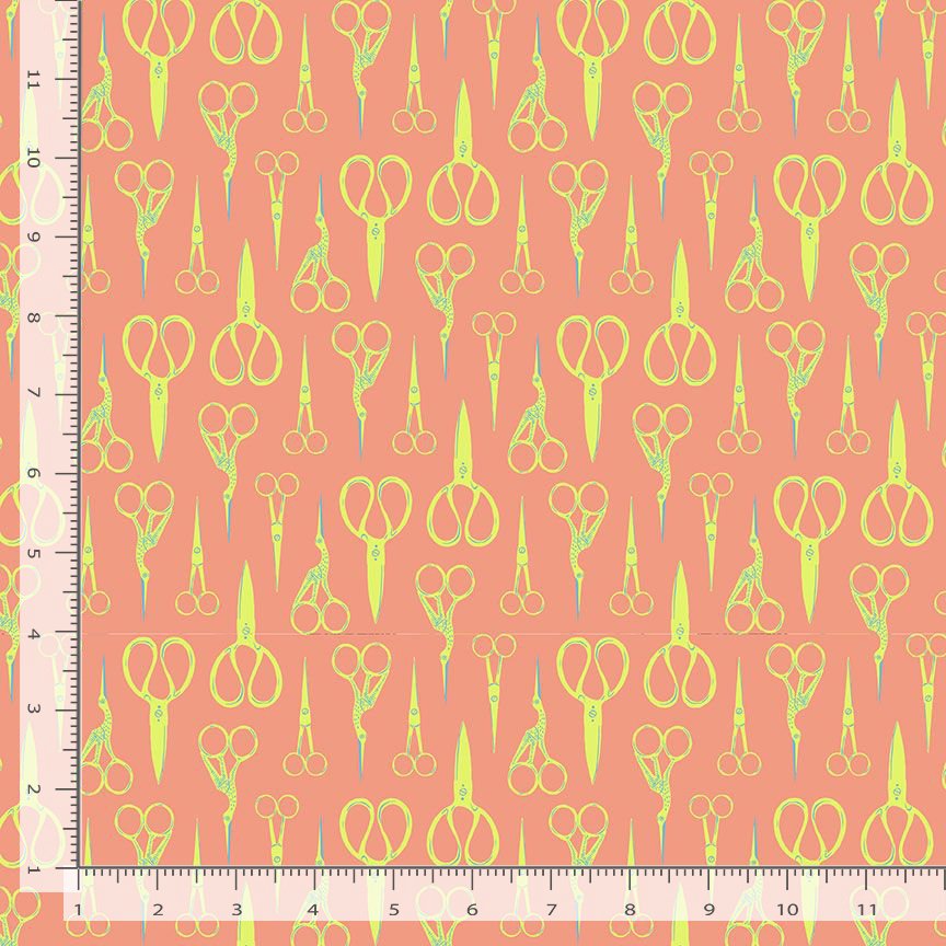 Stitch & Glow | Cantaloupe Crane Scissors by Faye Guanipa for Dear Stella | STELLA-DFG3283CANTALOUPE