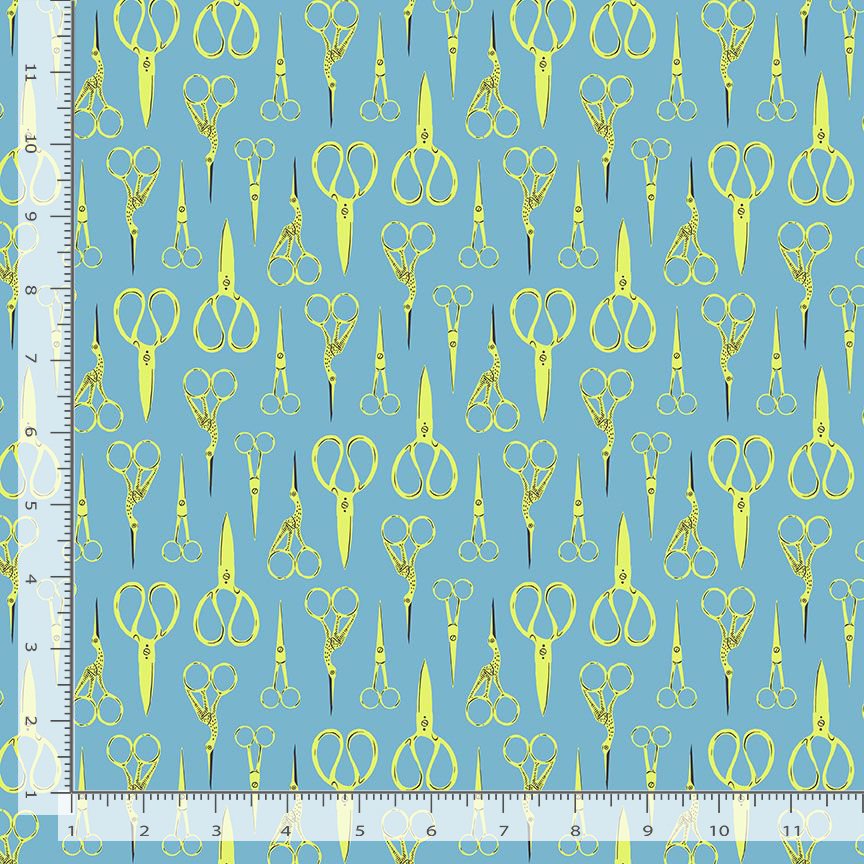 Stitch & Glow | Cyan Crane Scissors by Faye Guanipa for Dear Stella | STELLA-DFG3283CYAN