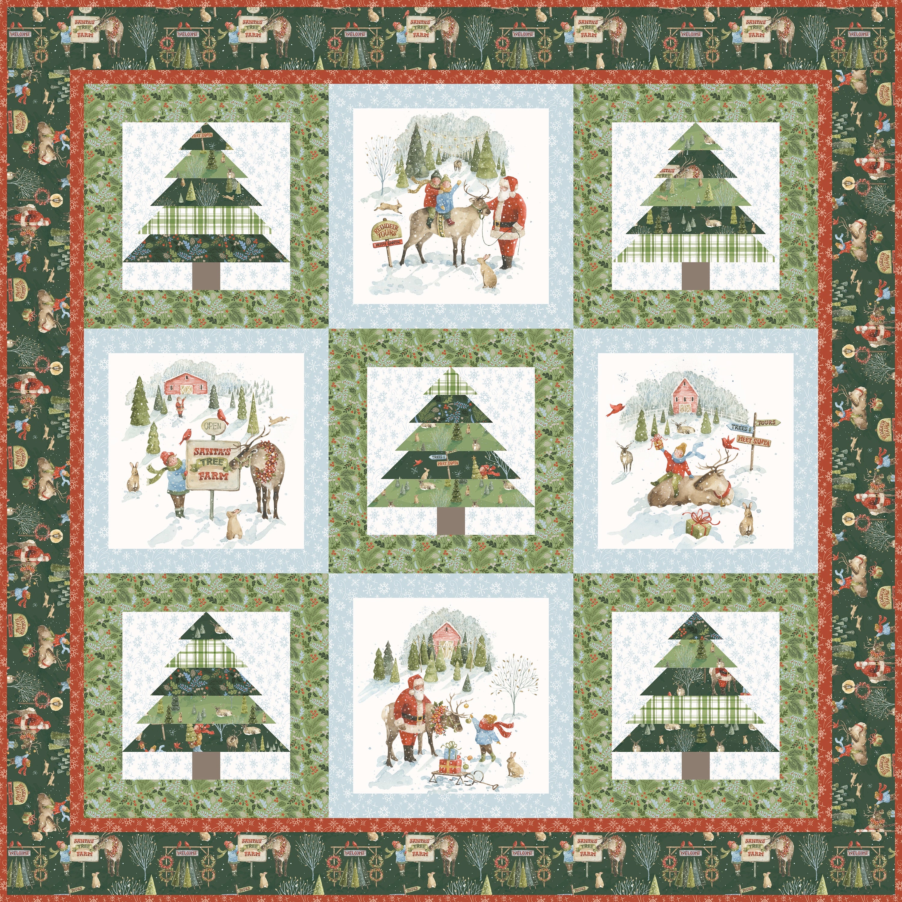 Santa's Tree Farm Panel Quilt Kit from Riley Blake | 64" x 64"