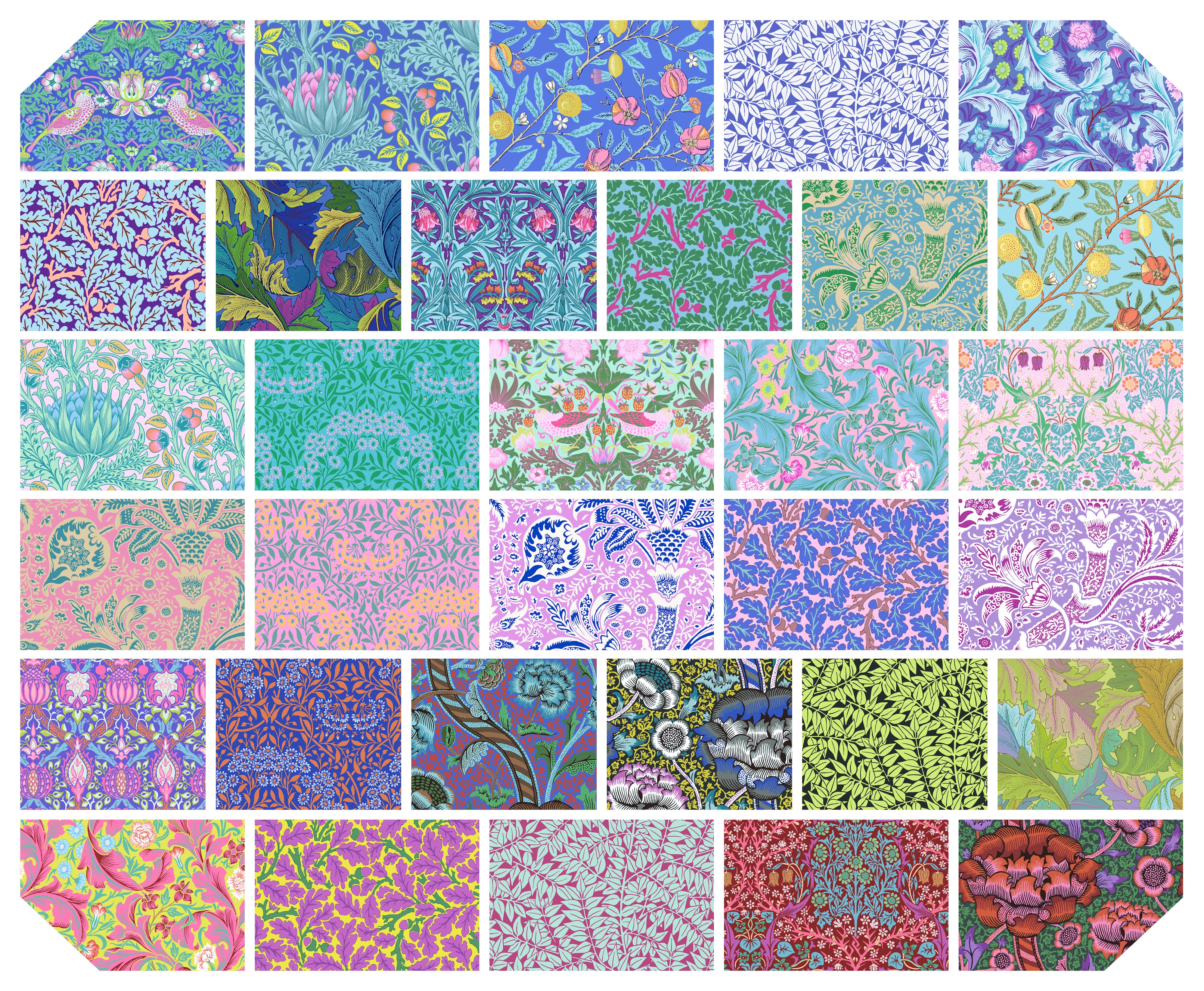 Kaffe Fassett x Morris & Co. | Fat Quarter Bundle (FB4FQKW.KFXMORRIS) | 32 pcs