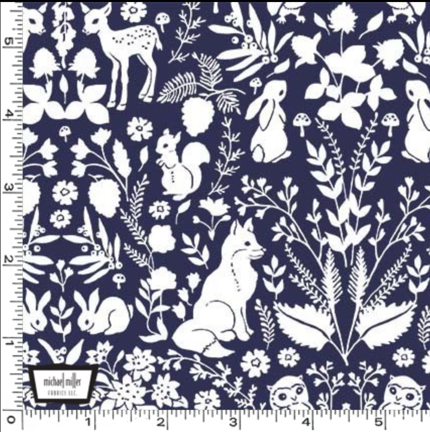 Midnight Forest - Monotone Forest Navy by Belle & Boo for Michael Miller