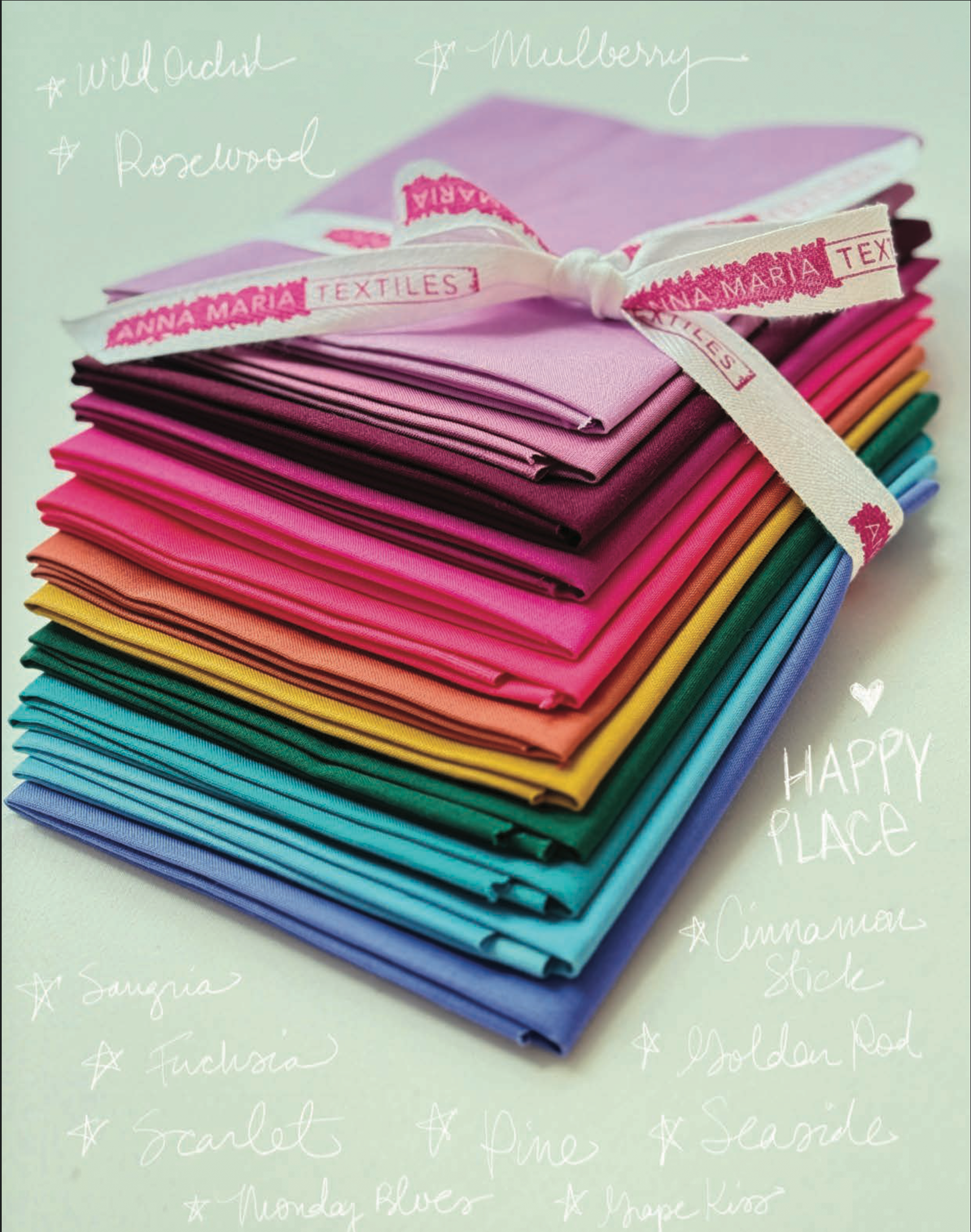Happy Place Solids | Fat Quarter Bundle #2 by Anna Maria Textiles | 12 pcs