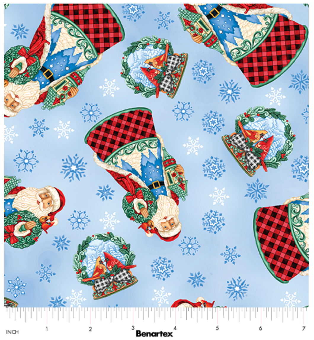 Highland Glen | Santa Blue/Multi by Jim Shore for Benartex | 16819-54