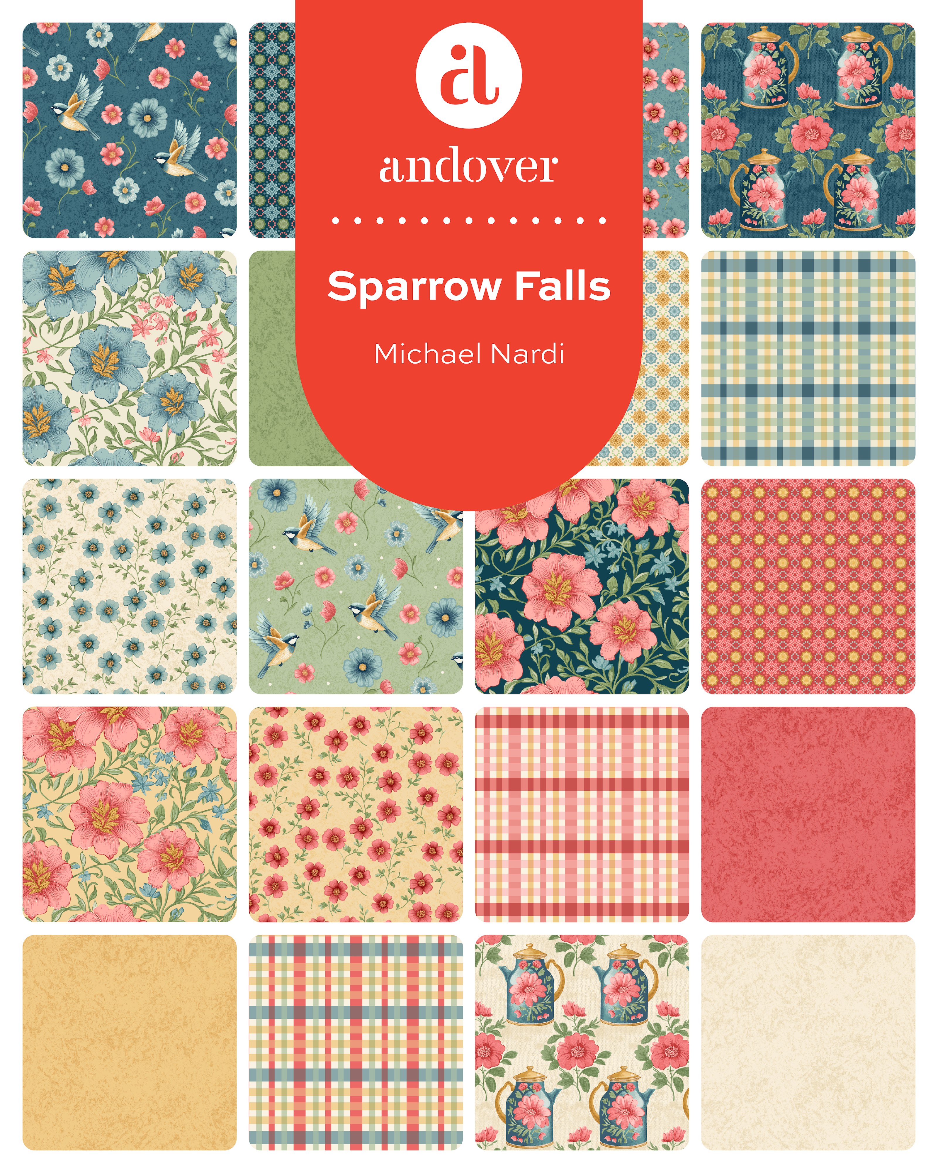 Sparrow Falls | 10" Square Pack by Michael Nardi for Andover Fabrics | 42 pcs | 100% Cotton