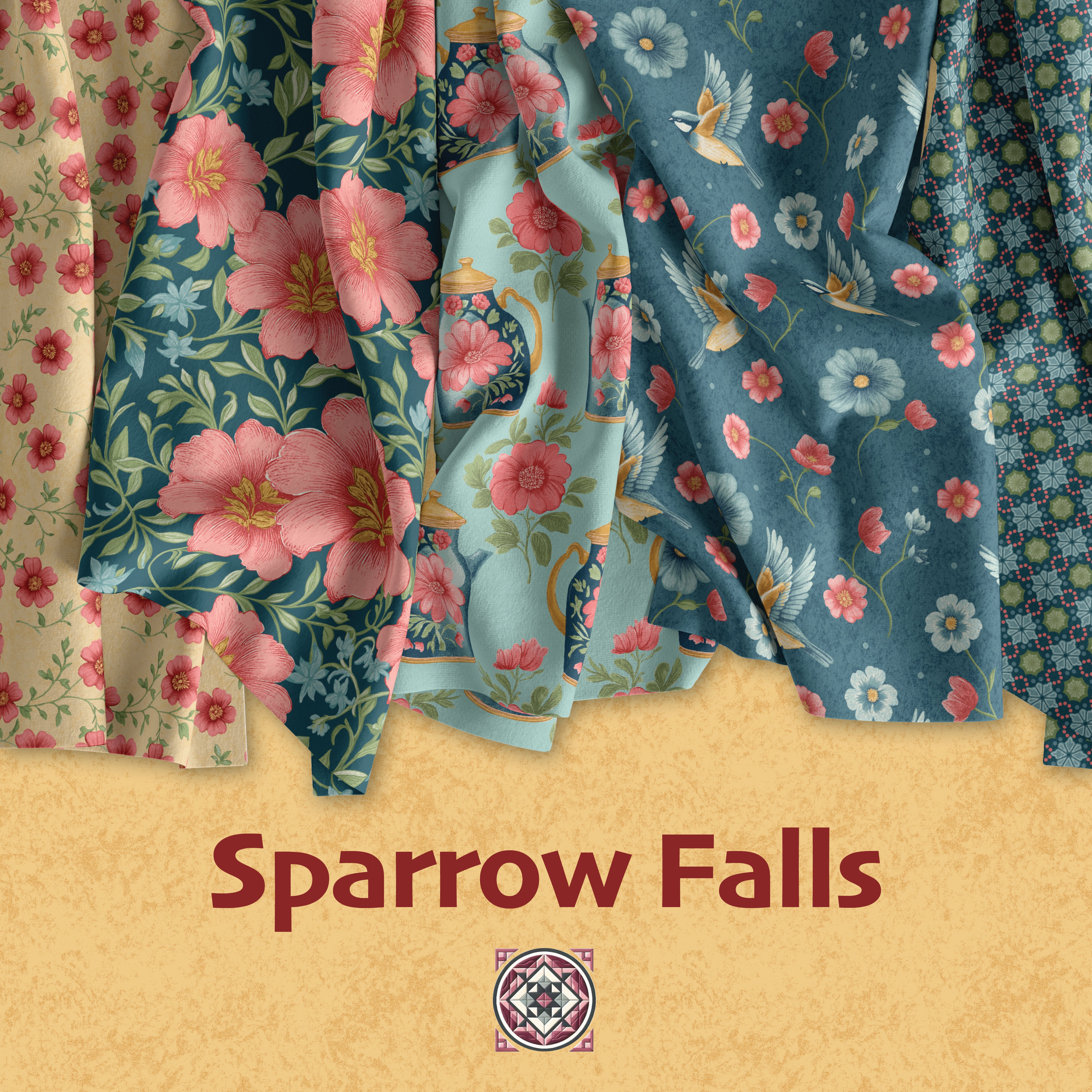 Sparrow Falls | Luscious Garden Deep Prussian by Michael Nardi for Andover Fabrics | A-10387-B