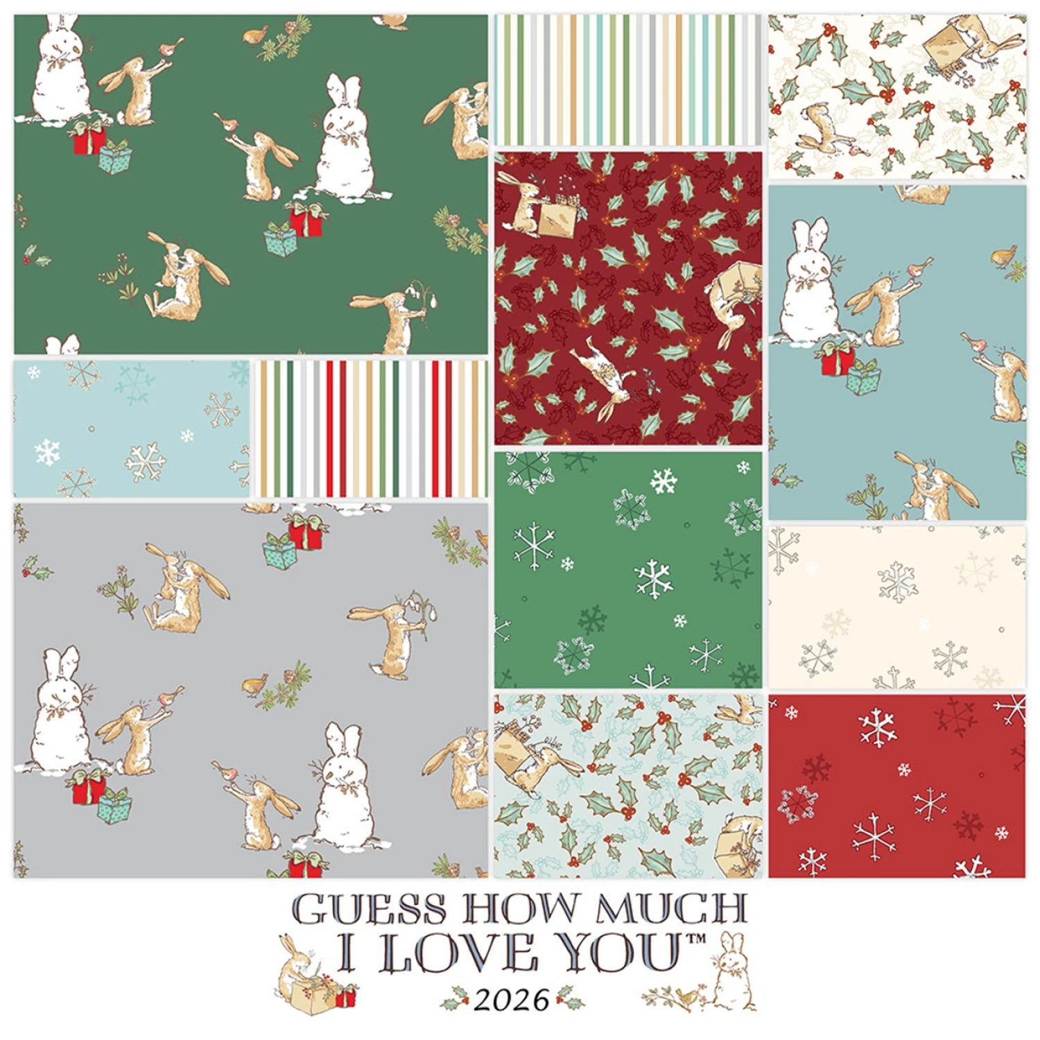 Guess How Much I Love You 2026 | 5" Charm Pack by Anita Jeram for Clothworks | 42 pcs | 100% Cotton