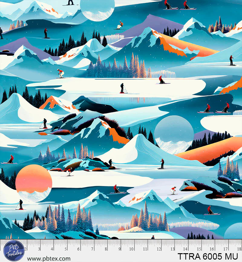 Timeless Trails | Ski Slope Scenic - Multi by FootePrint Art for P&B Textiles | TTRA6005-MU