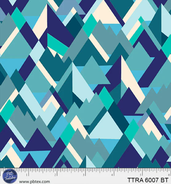 Timeless Trails | Mountain Geo - Blue/Teal by FootePrint Art for P&B Textiles | TTRA6007-BT