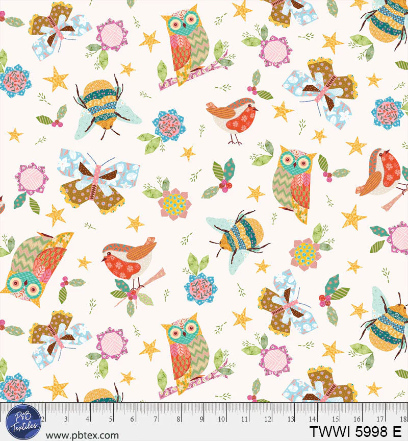 Things with Wings | Animal Toss Cream by Jo Reid for P&B Textiles | TWWI5998-E