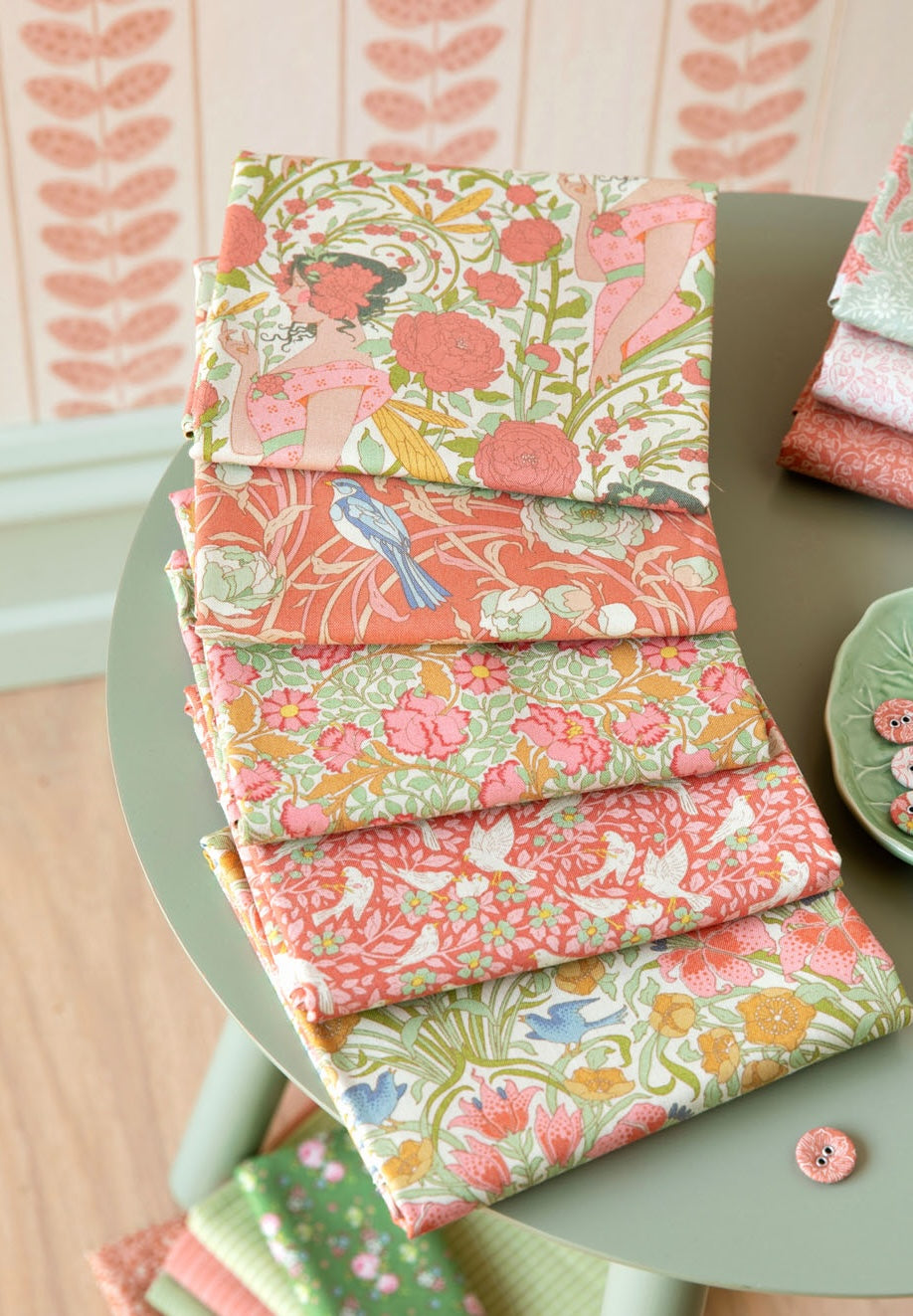 Songbird | Fat Quarter Bundle - Coral by Tone Finnanger for Tilda | 5 pcs