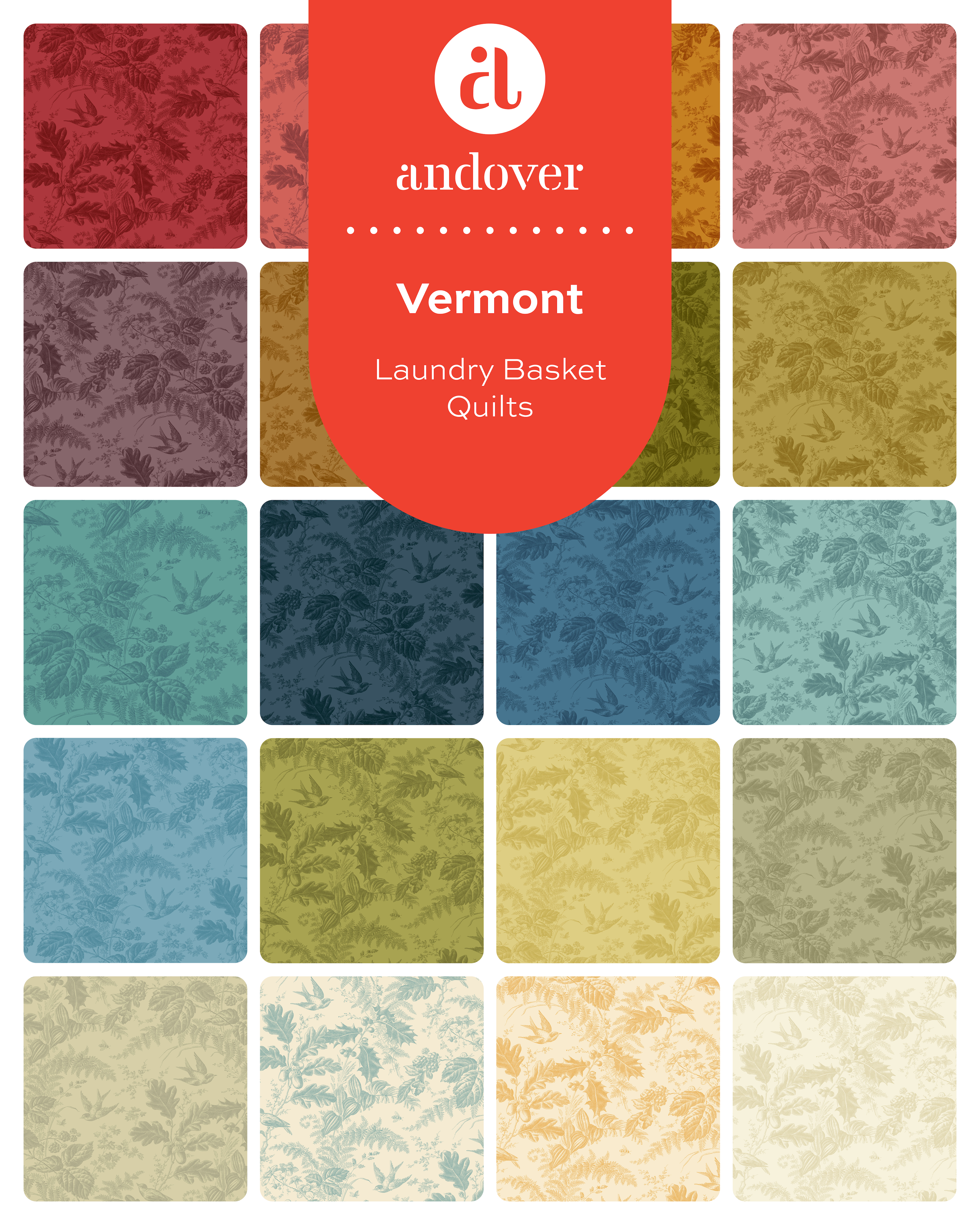 Vermont | Fat Eighth Bundle by Laundry Basket Quilts for Andover Fabrics | 36 pcs | 100% Cotton