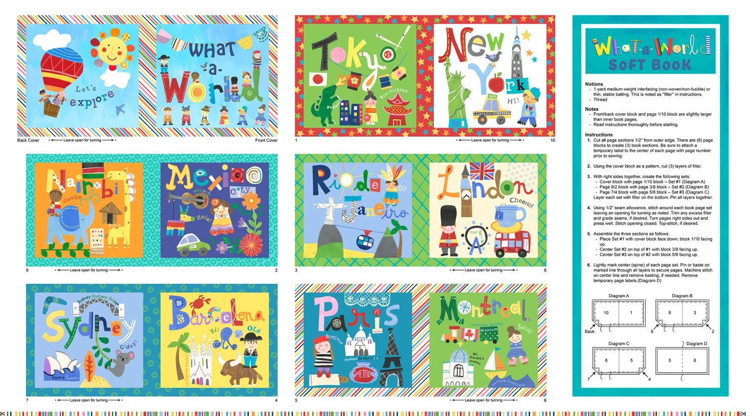 What a World | Soft Book Craft Panel by Julia Button for P&B Textiles | WAWO5977-PA