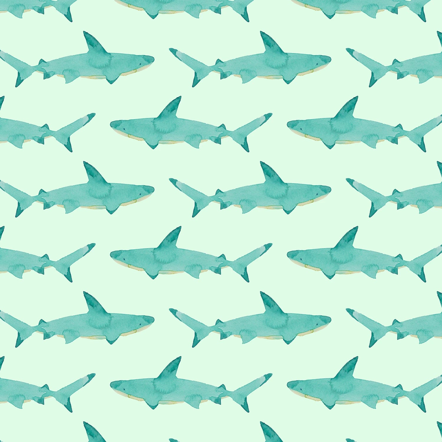 Under the Sea | Sharks - Aqua by Wee Blue Bell for Lewis & Irene | WB059