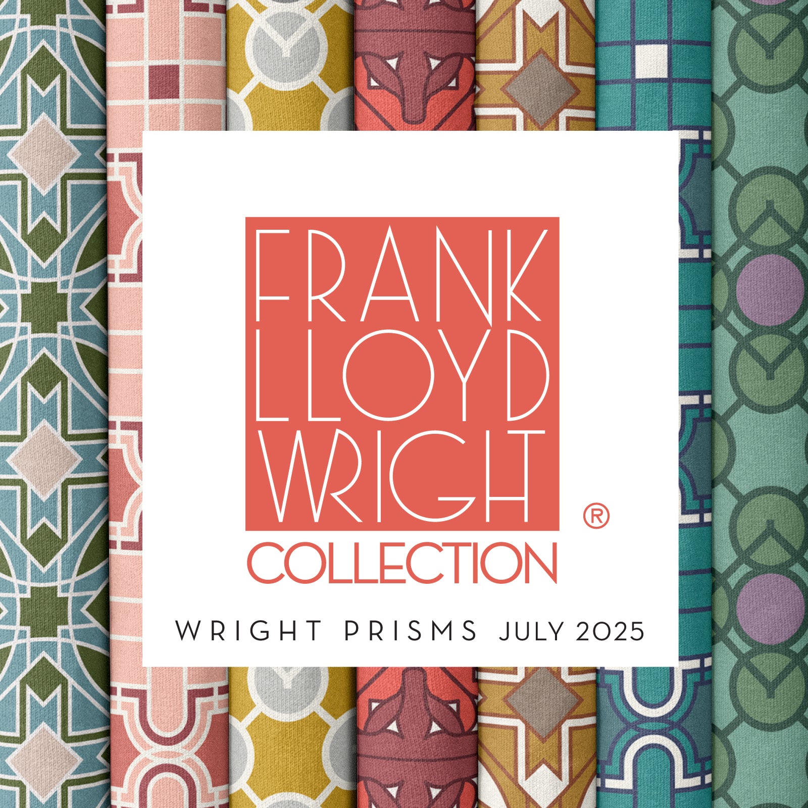 Wright Prisms | Prism #27978 - Green/Lilac by Frank Lloyd Wright | 100% Organic Cotton Barkcloth