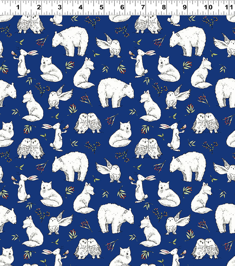 Snowtime | Winter Animals - Dark Blue by Anita Jeram for Clothworks | Y4551-30