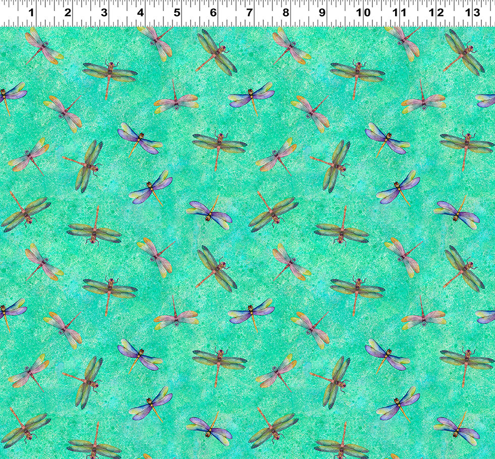 Lily Pond | Dragonflies - Turquoise by Sue Zipkin for Clothworks | Y4626-101