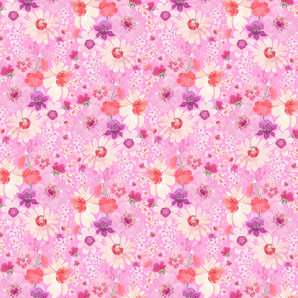 Spring Cheer | Light Raspberry Daisies by Heatherlee Chan for Clothworks | Y4691-43