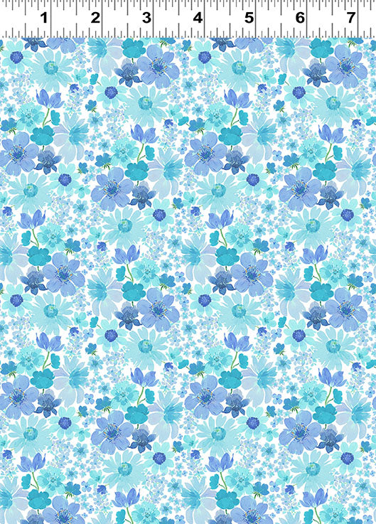 Spring Cheer | Blue Small Floral by Heatherlee Chan for Clothworks | Y4692-90