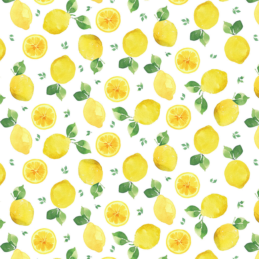 Lemon Zest | Tossed Lemons - White by Heatherlee Chan for Clothworks | Y4735-1