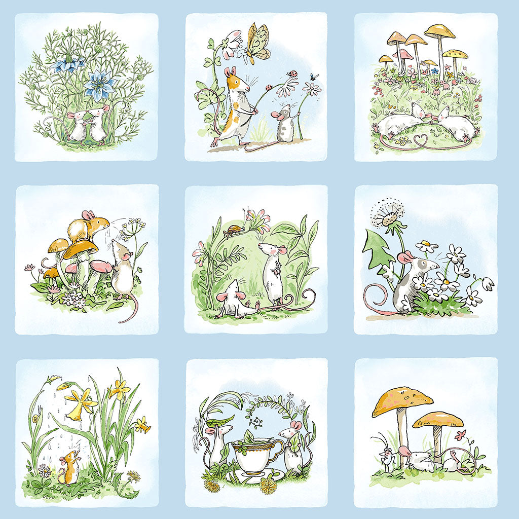 Mouseplay | Small Blocks - Light Denim by Anita Jeram by Clothworks | Y4746-87