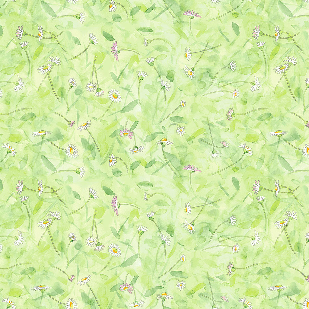 Mouseplay | Daisy Field - Green by Anita Jeram by Clothworks | Y4751-21