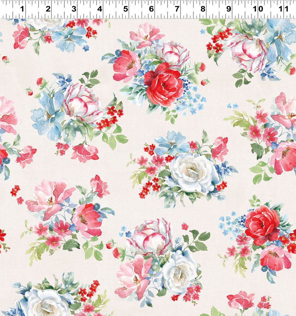 Americana | Tossed Bouqets - Light Cream by Beth Grove for Clothworks | Y4772-2