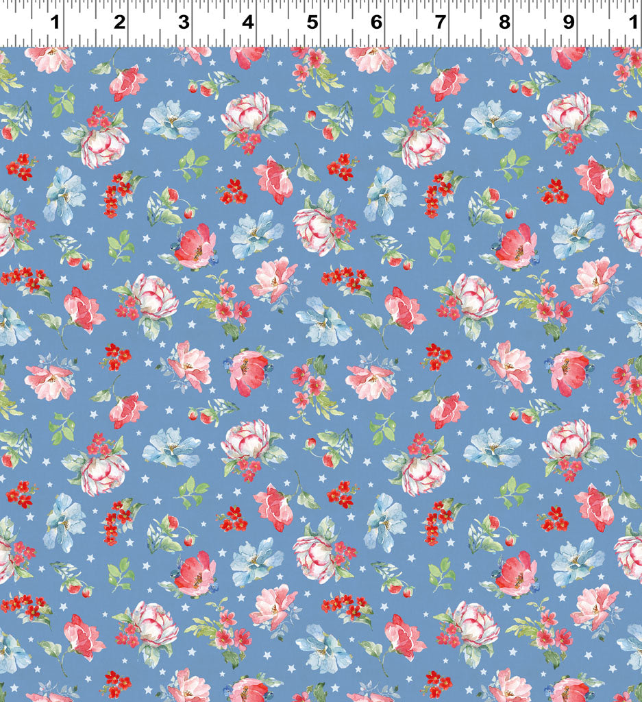 Americana | Medium Floral - Denim by Beth Grove for Clothworks | Y4774-88