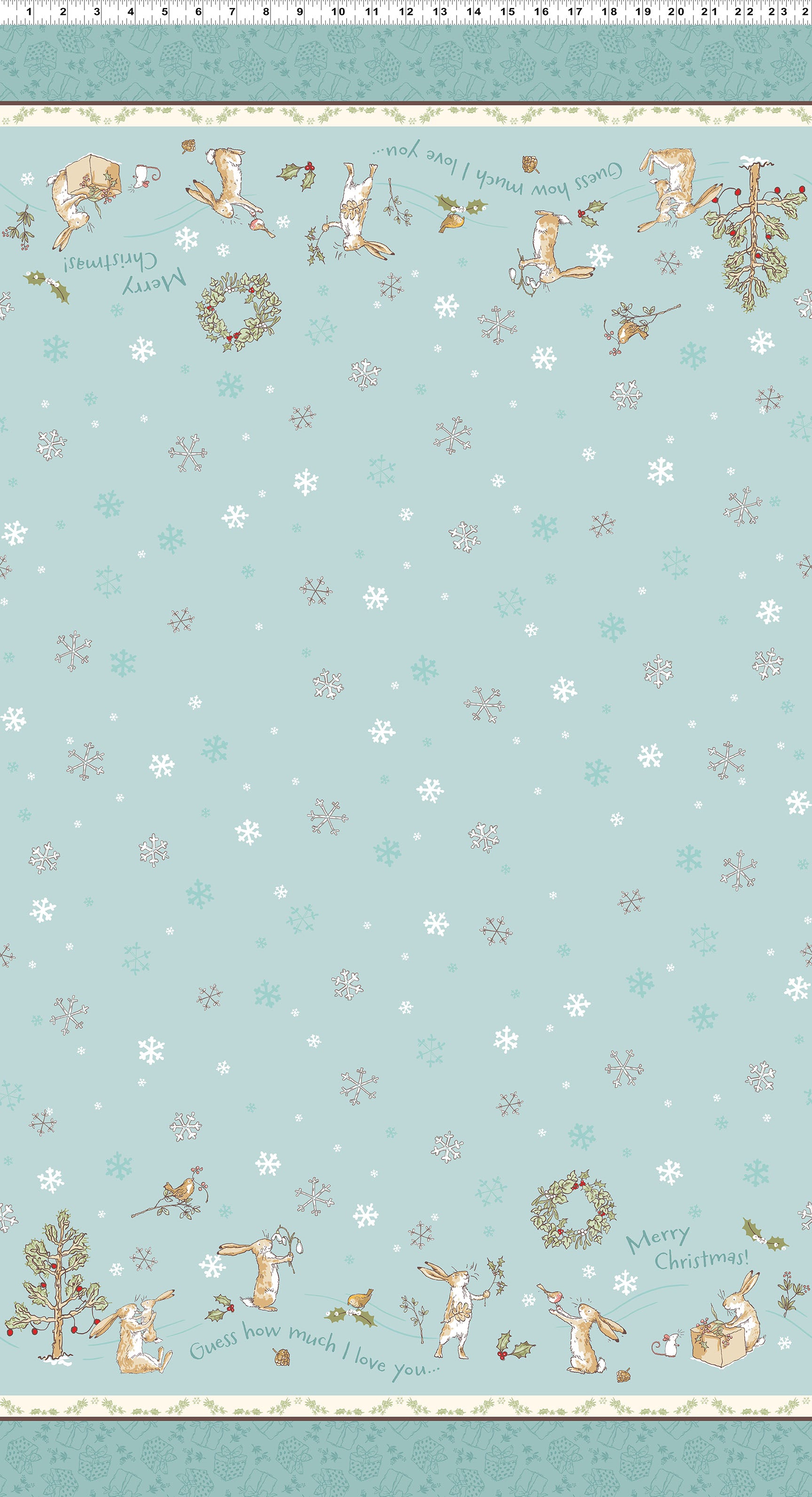 Guess How Much I Love You 2026 | Double Border Teal by Anita Jeram for Clothworks | Y4818-104