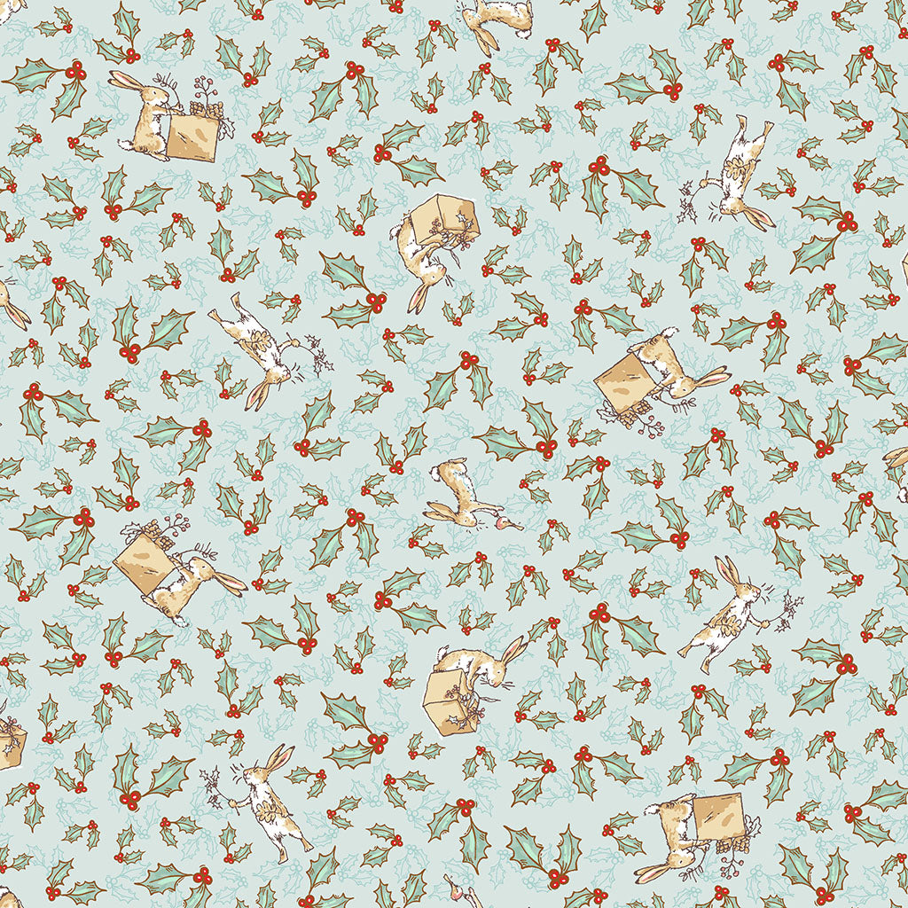 Guess How Much I Love You 2026 | Tossed Bunnies Light Teal by Anita Jeram for Clothworks | Y4820-103