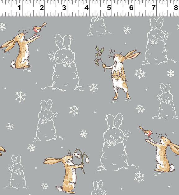 Guess How Much I Love You 2026 | FLANNEL Bunnies Light Gray by Anita Jeram for Clothworks | Y4823-5 | 100% Cotton Flannel