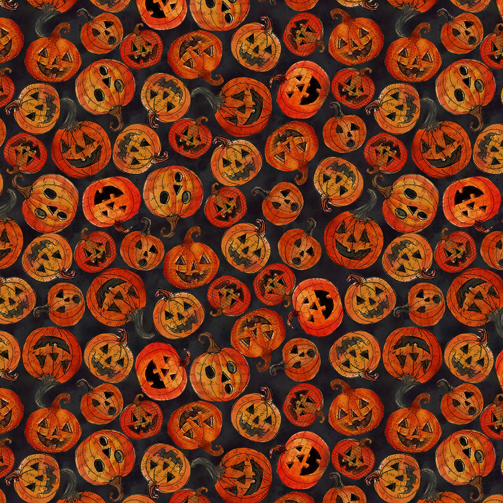 Emerald Hollow | Pumpkins Black by Sue Zipkin for Clothworks | Y4828-3