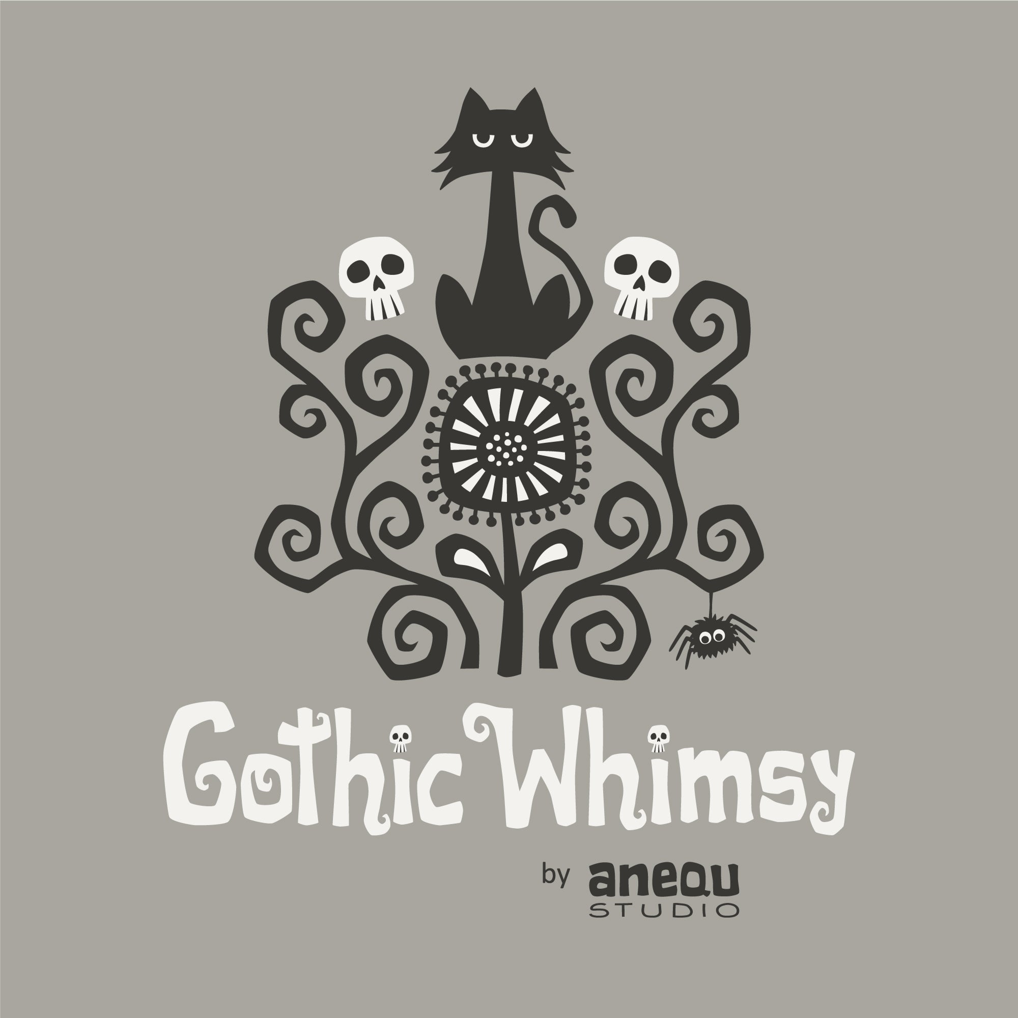 Gothic Whimsy | Ornaments - Orange/Black (228002) by Anequ Studio for Cloud9 | 100% Organic Cotton