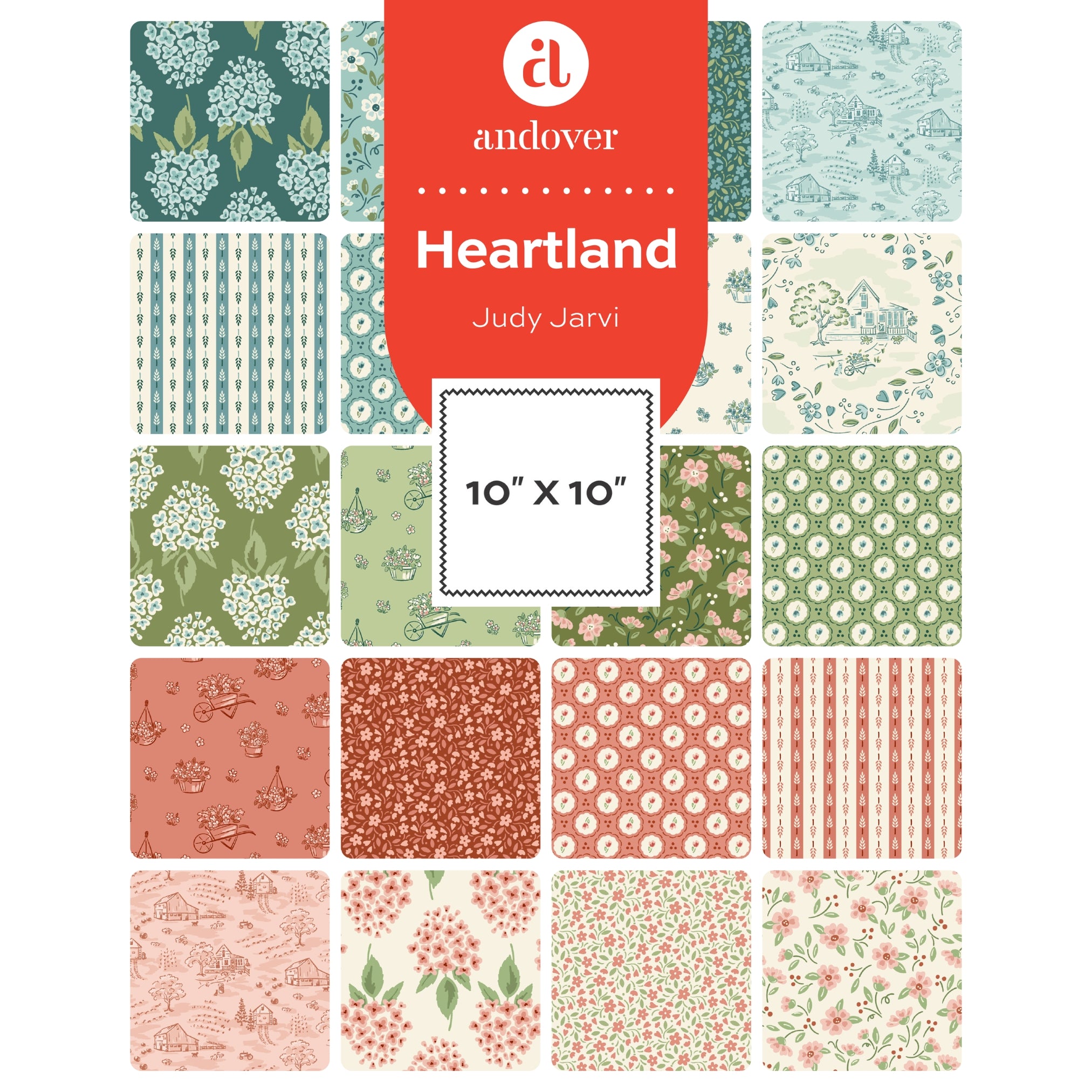 Heartland | 10" Square Pack by Judy Jarvi for Andover Fabrics | 42 pcs
