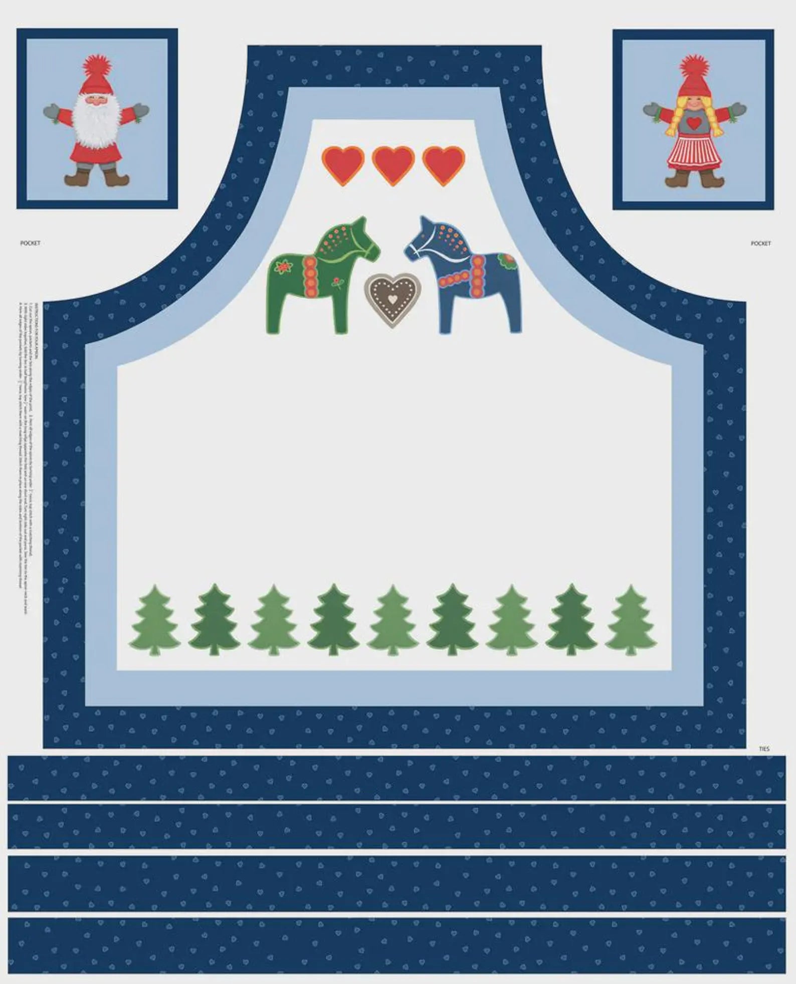 Tomten's Folklore Christmas | Apron Panel by Eva Melhuish for Lewis & Irene | CE55