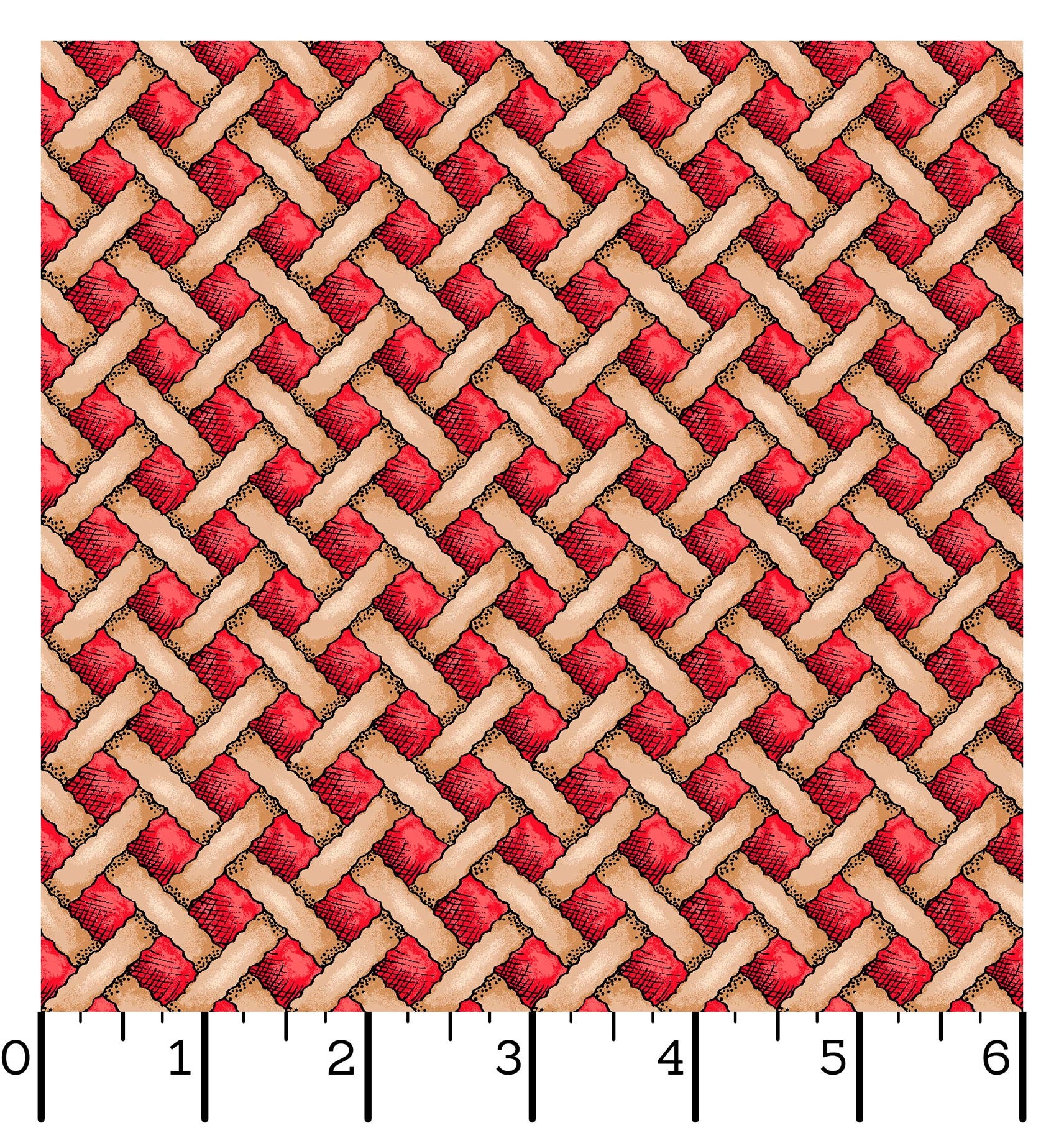 Dessert First | Pie Lattice - Tan/Red by Kris Lammers for Maywood Studio | MAS11228-TR