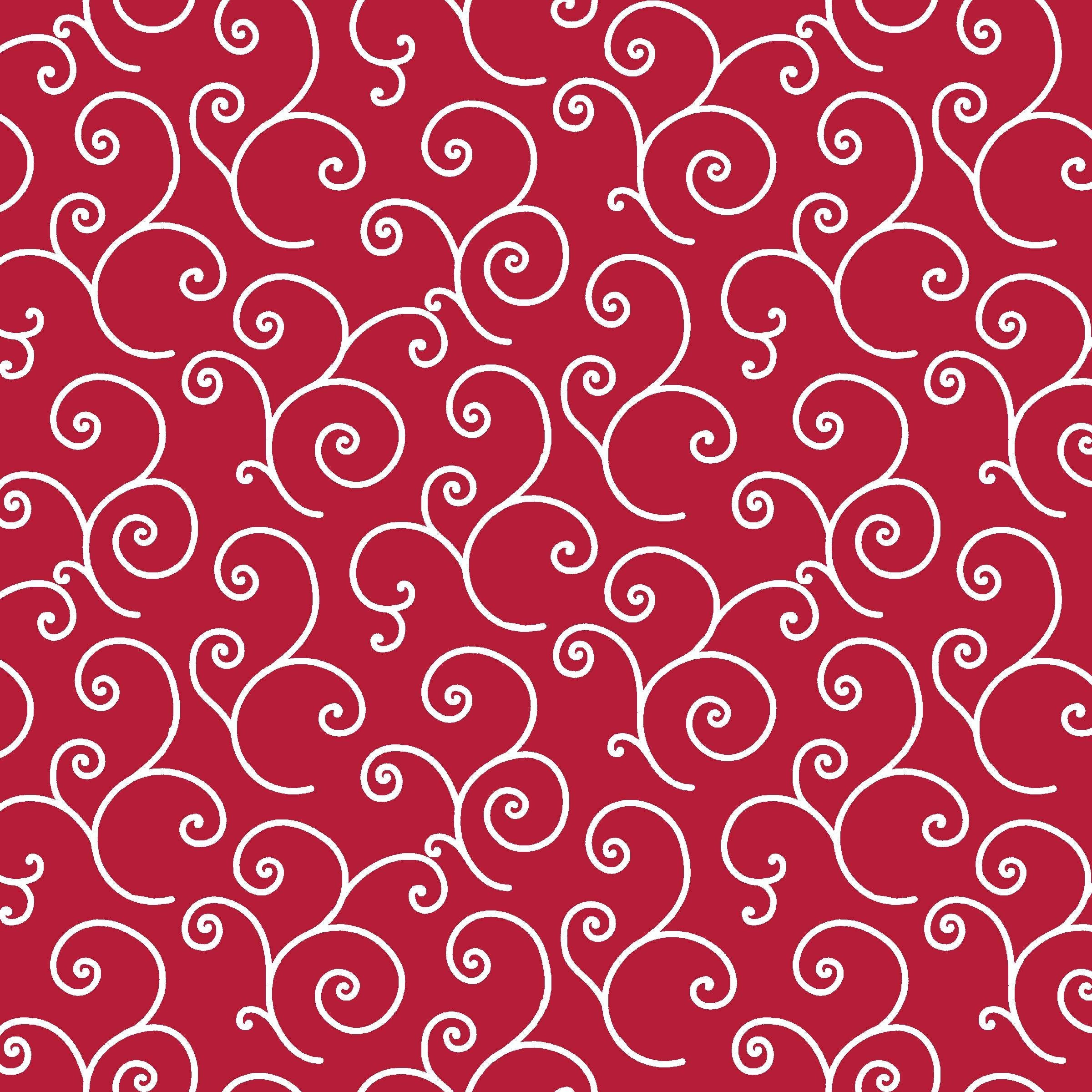 Kimberbell Quilt Backs | 108" Wide Red Scroll by Kimberbell Designs for Maywood Studio | MASQB202-R